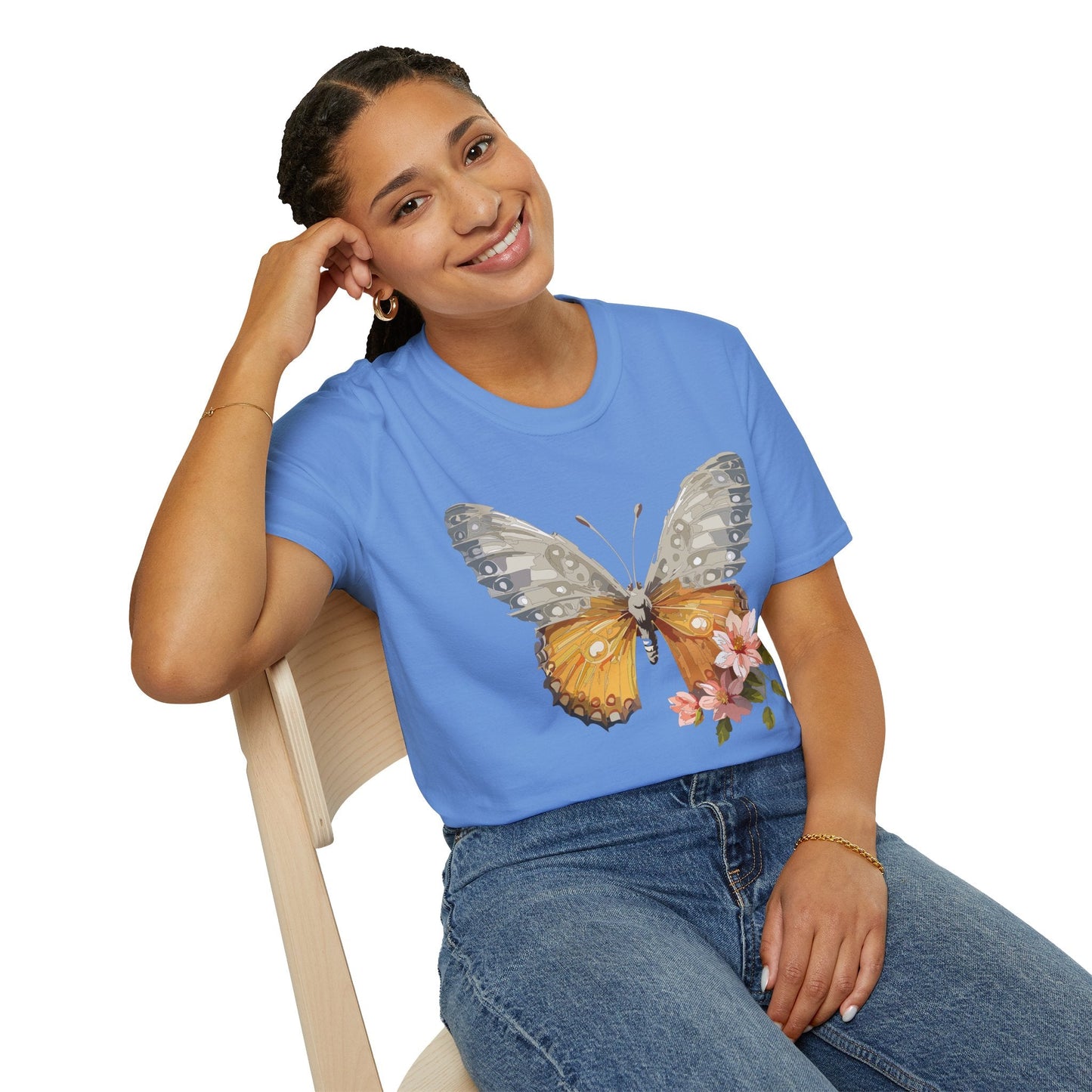 Unisex Butterfly T Shirt Monarch Print Softstyle Cotton Tee Gildan 64000 Lightweight Comfort