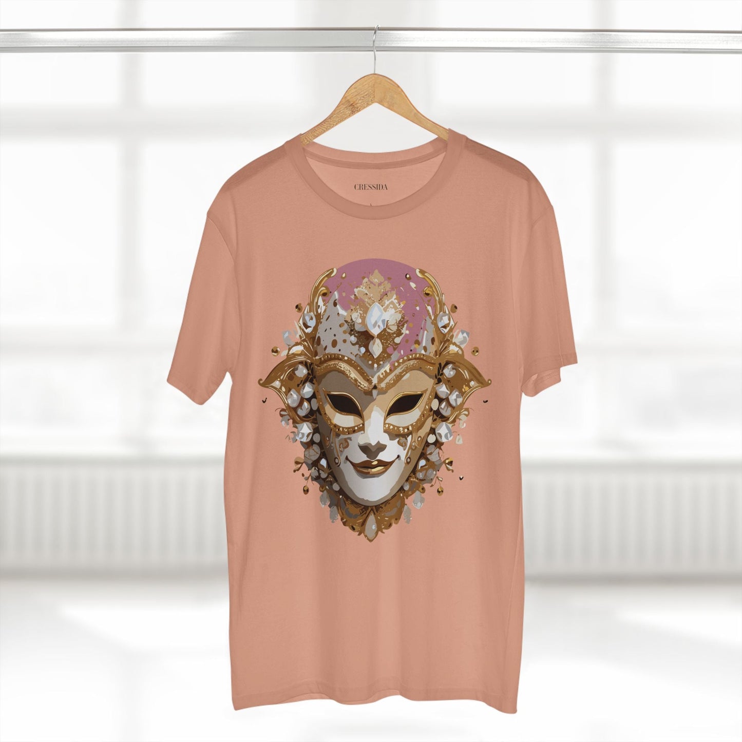 Carnival Mask Graphic T-Shirt Unisex 100 Cotton With Antique Gold Art Design Tee 19