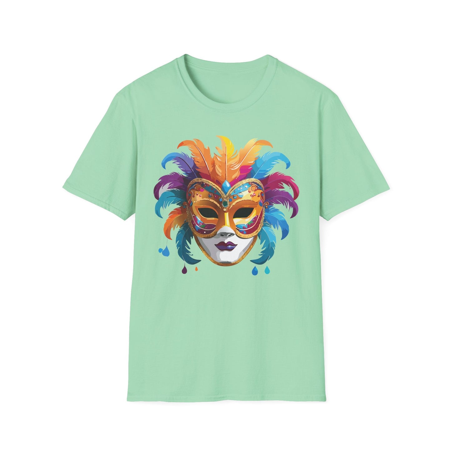 Mask Tee Shirt Unisex Masquerade Design Art Graphic Gildan Softstyle 64000 Cotton Tee
