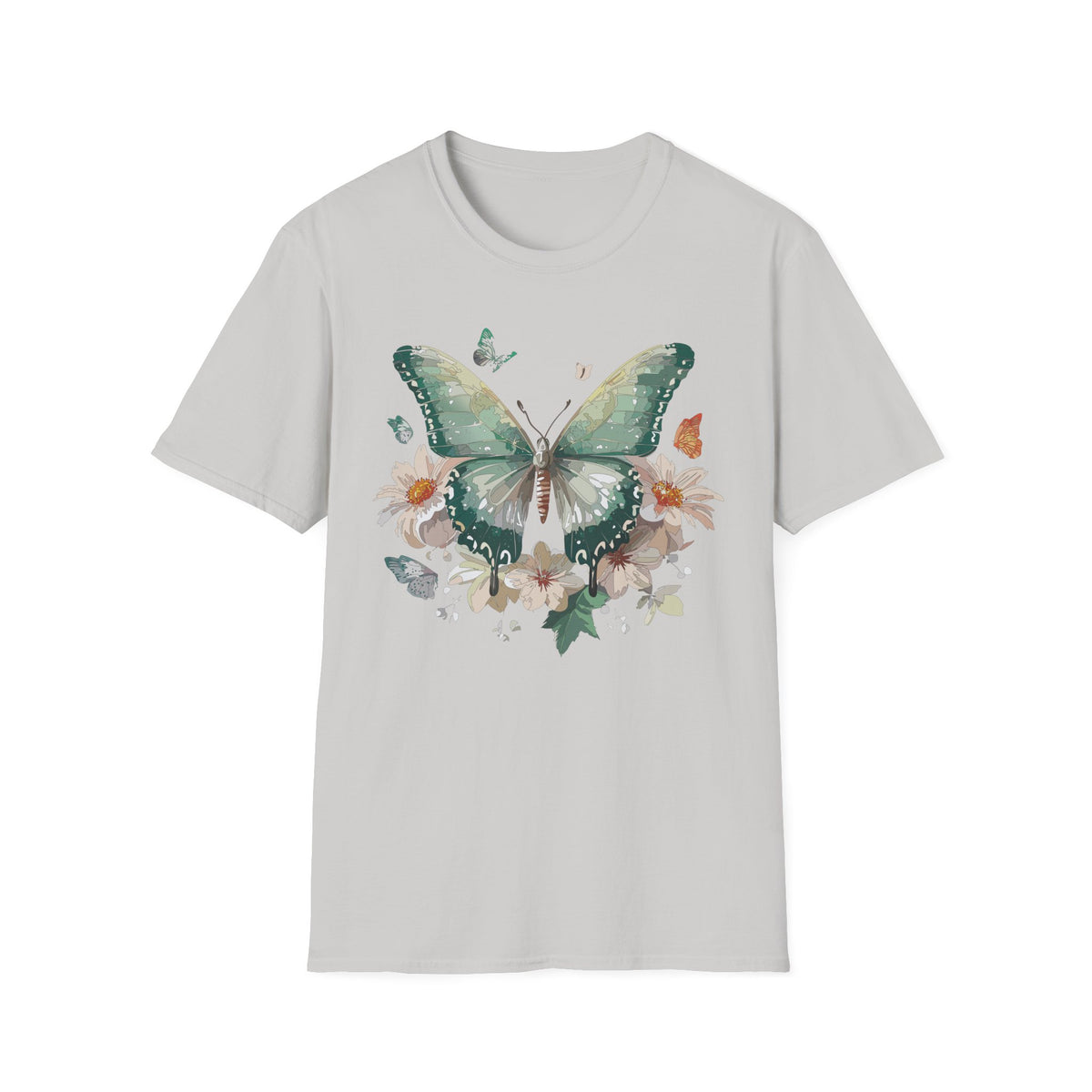 Green Watercolor Butterfly T-Shirt | Floral Monarch Graphic Tee Unisex 100 Cotton Gildan T-Shirt