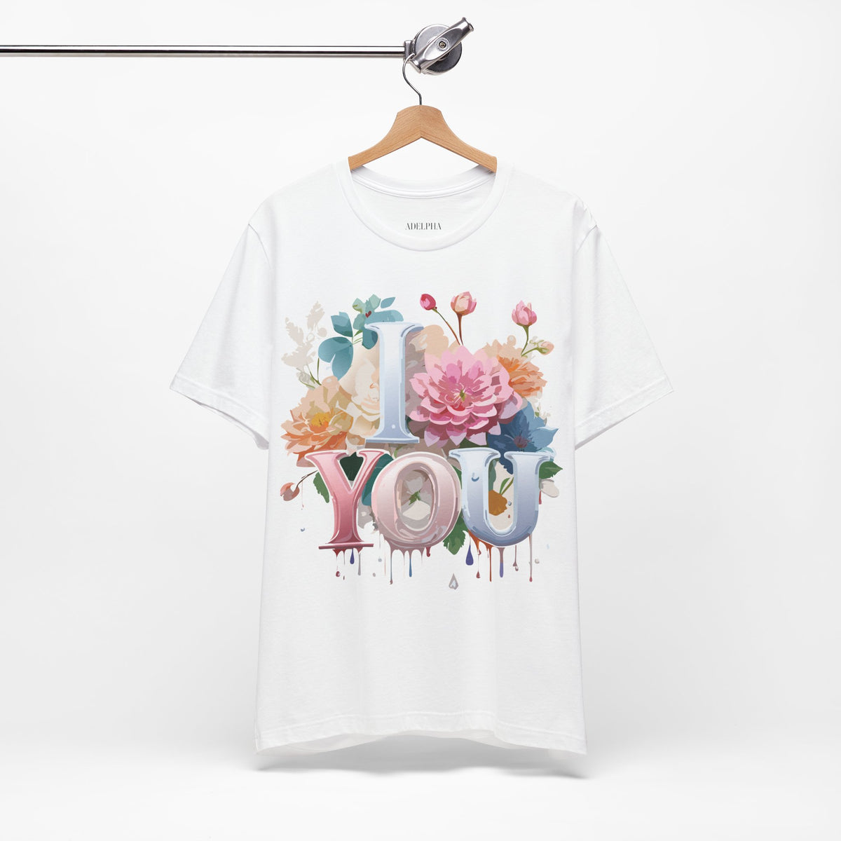 Valentine's Day Graphic Unisex Cotton Bella+Canvas Tee with Floral Art Design d101