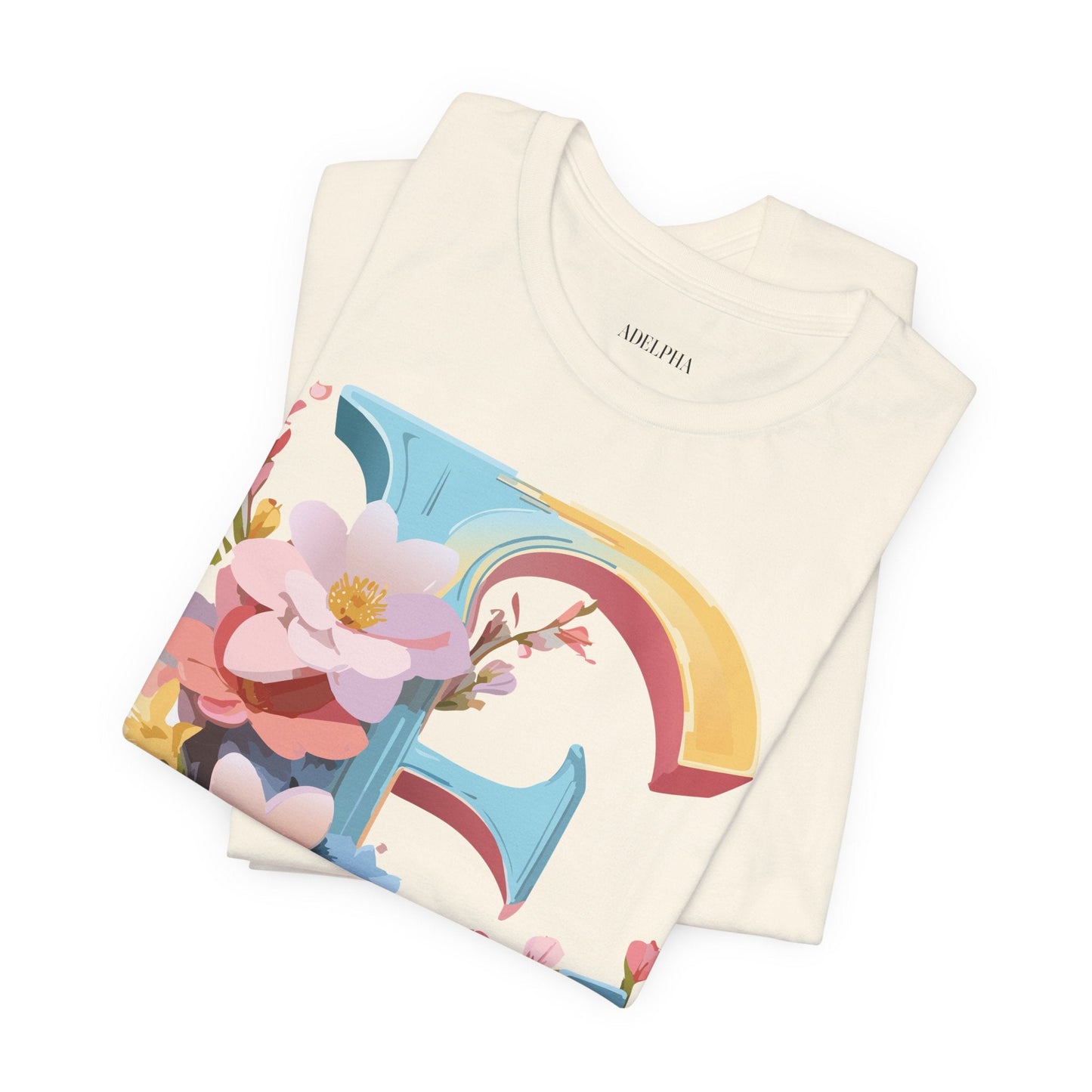 Letter E Shirt Unisex Graphic Tee Short Sleeve Vintage Inspired Art Design Adelpha