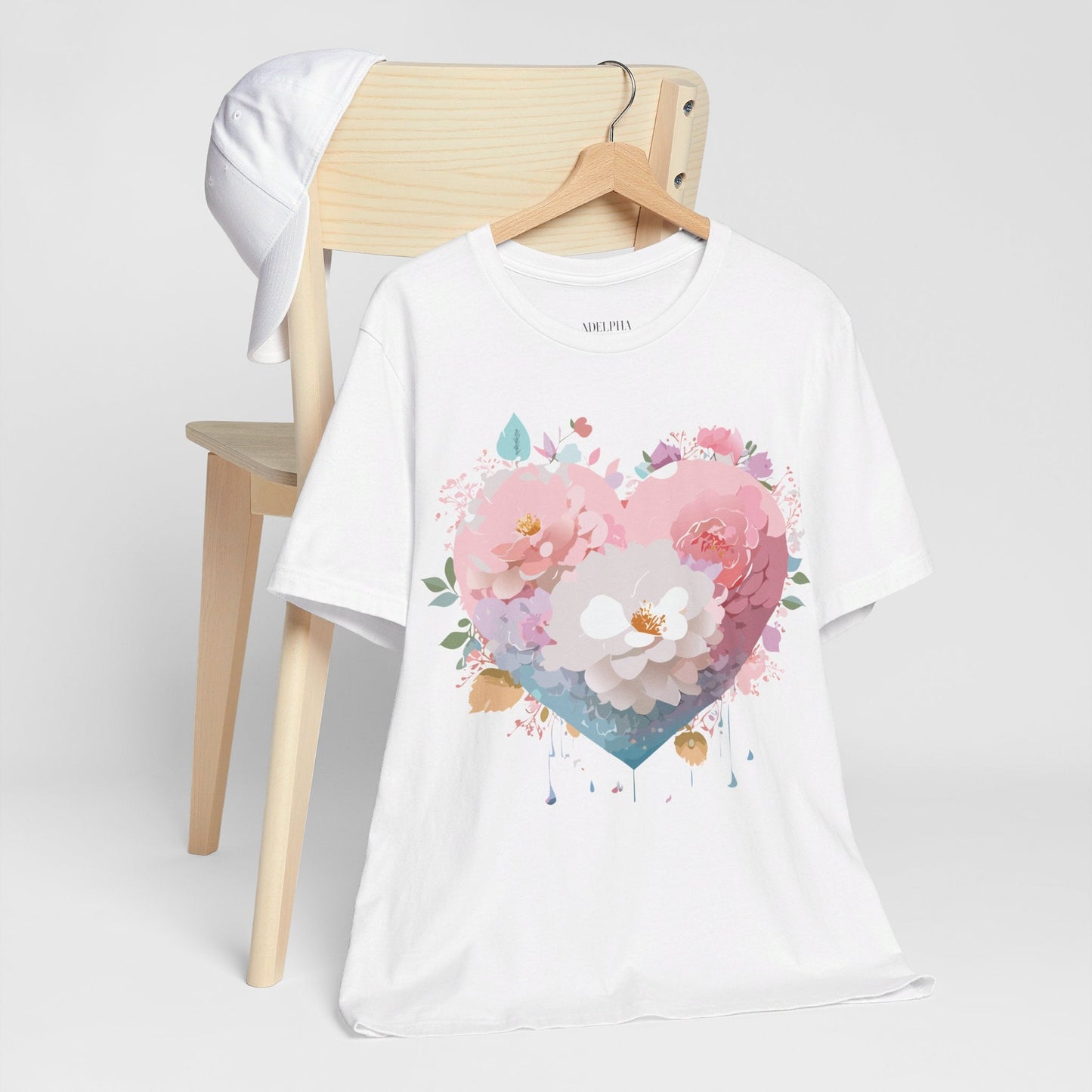 Valentine Day Graphic Unisex 100 Cotton Vintage Artwork with Love and Flower Design Tee 35
