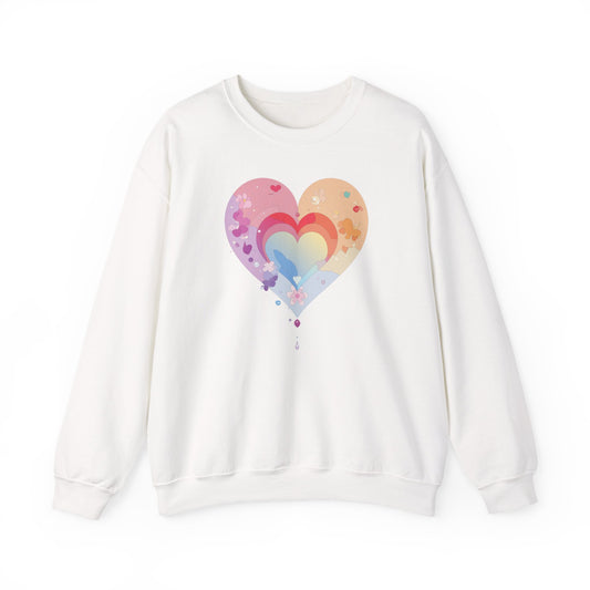 Rainbow Heart Sweatshirt, Floral Heart Sweatshirt, Floral Love Sweatshirt, Valentine's Day Sweatshirt, Rainbow Heart Floral Sweatshirt 114