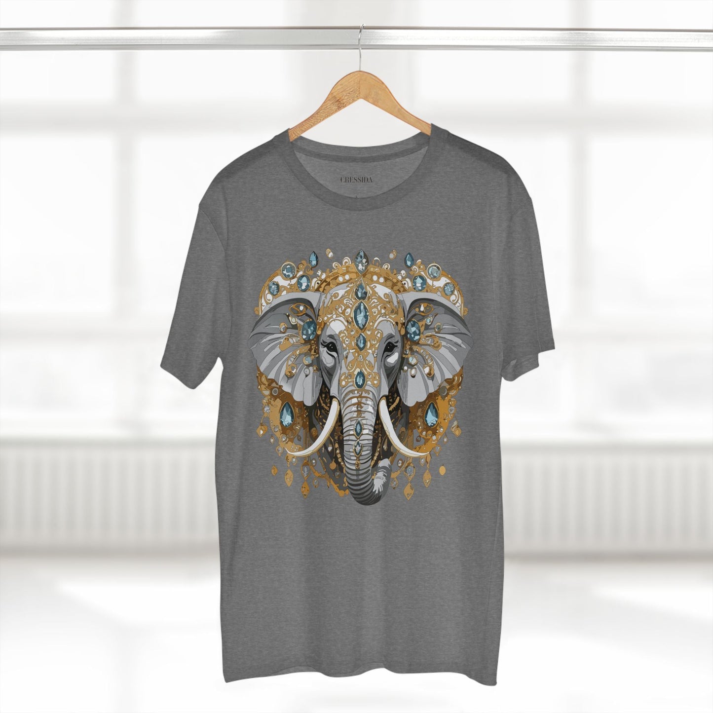 Elephant Graphic Unisex 100 Cotton Tee With Unique Animal Golden Medallion Art Design 38