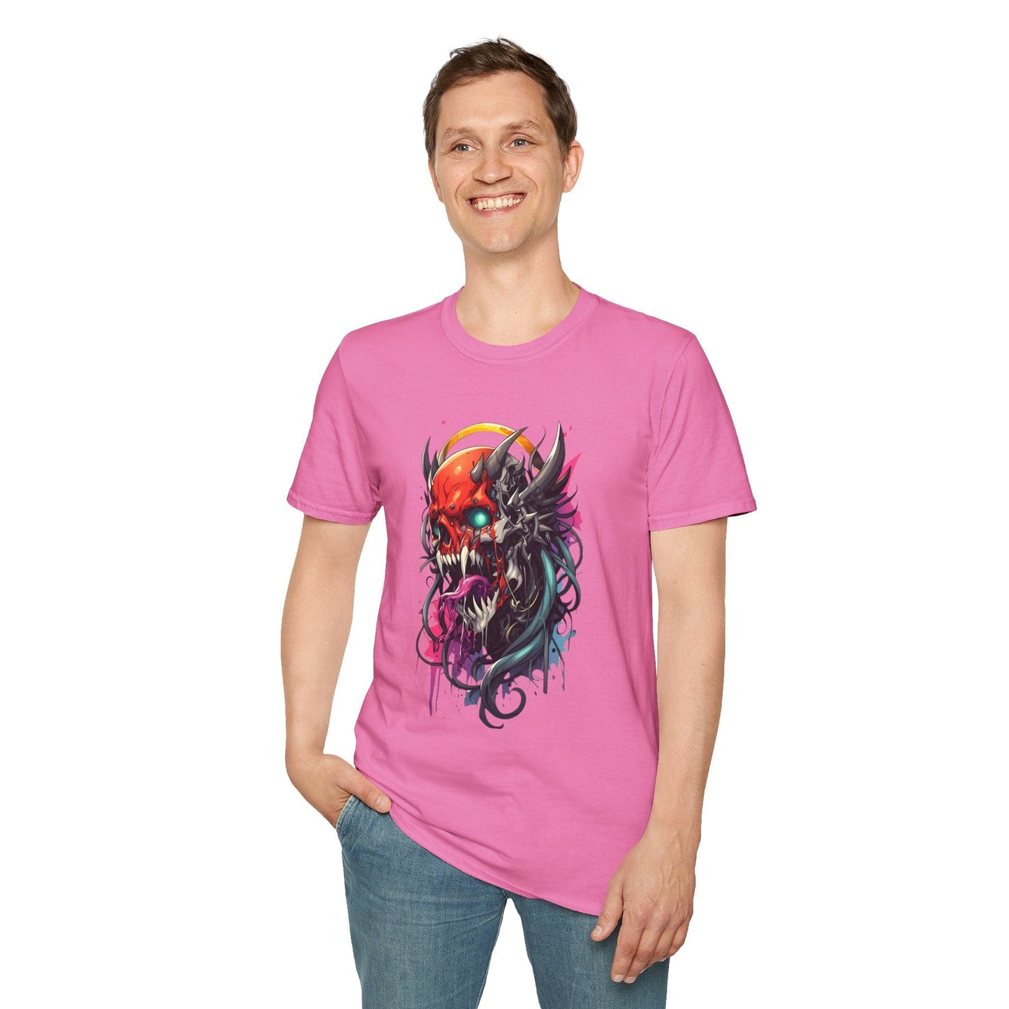 Skull Tee Shirt Unisex Skeleton Art Design Gildan Softstyle 64000 100 Percent Ring Spun Cotton