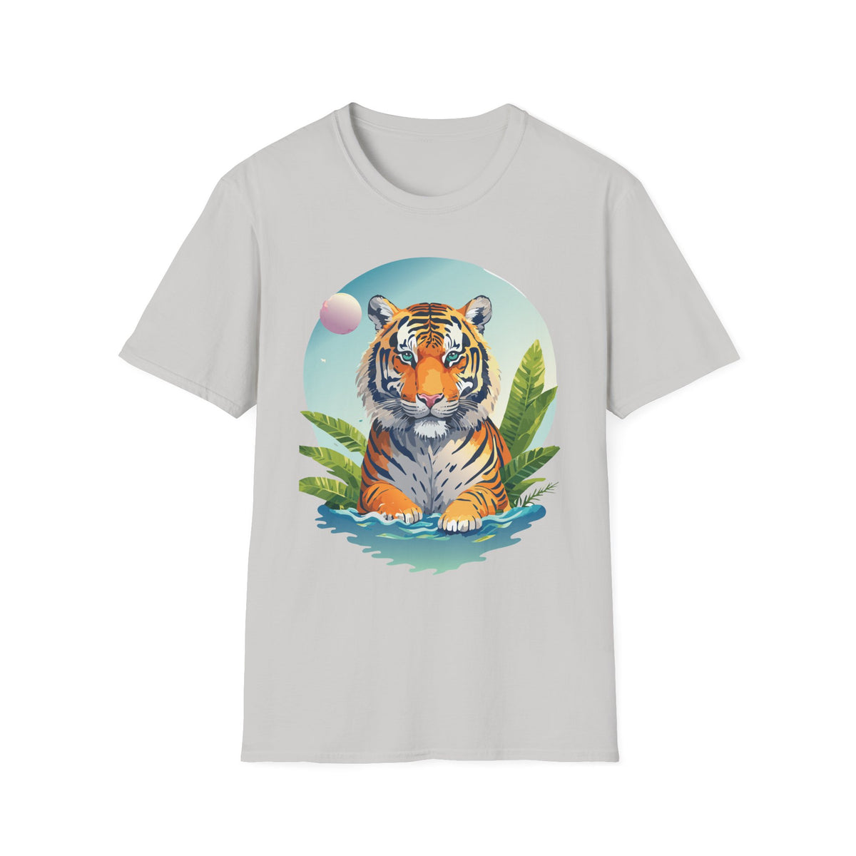 Retro Tiger Illustration T-Shirt | Vintage Sunset Jungle Art