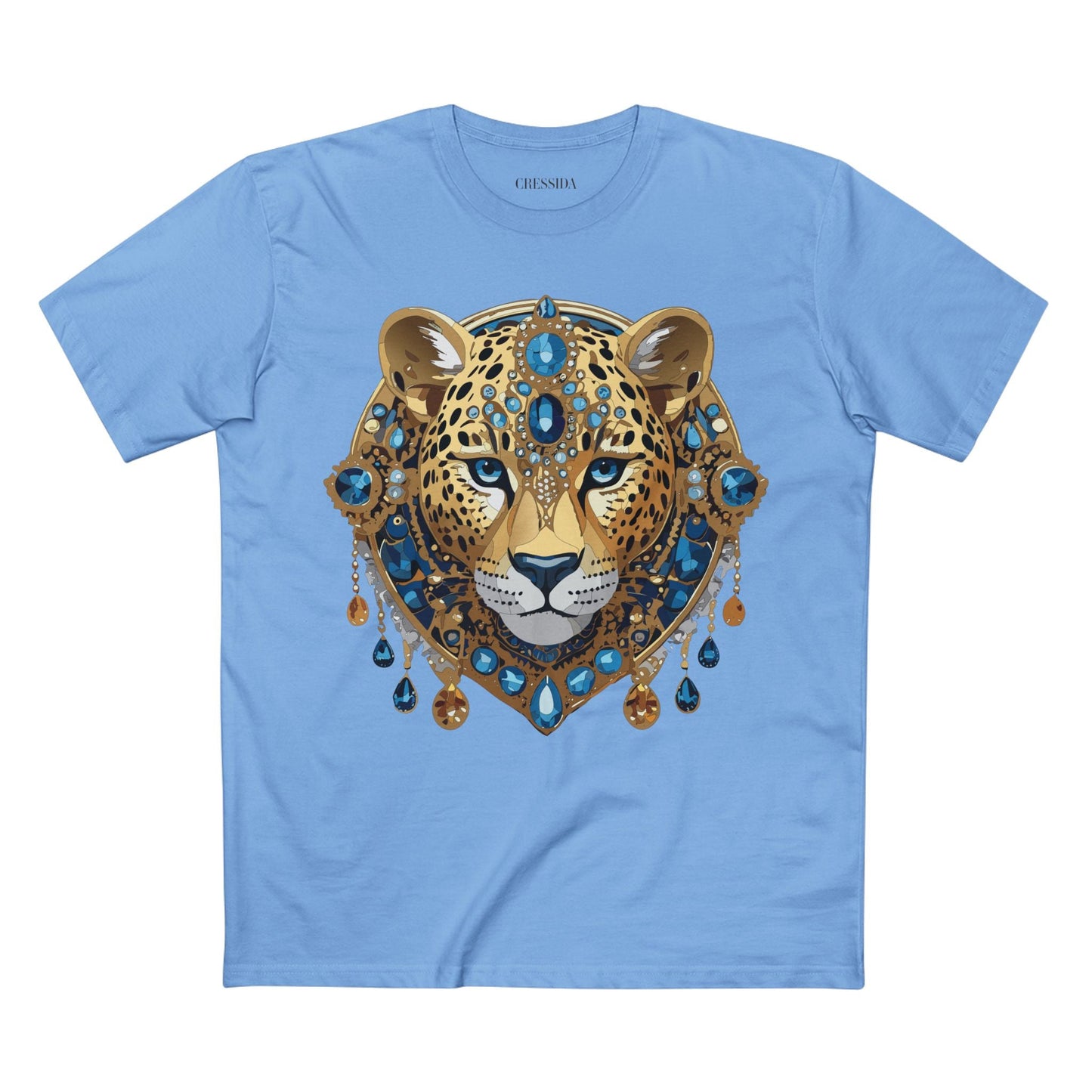Cheetah Graphic Unisex 100 Cotton Tee With Unique Animal Golden Medallion Art Design 47