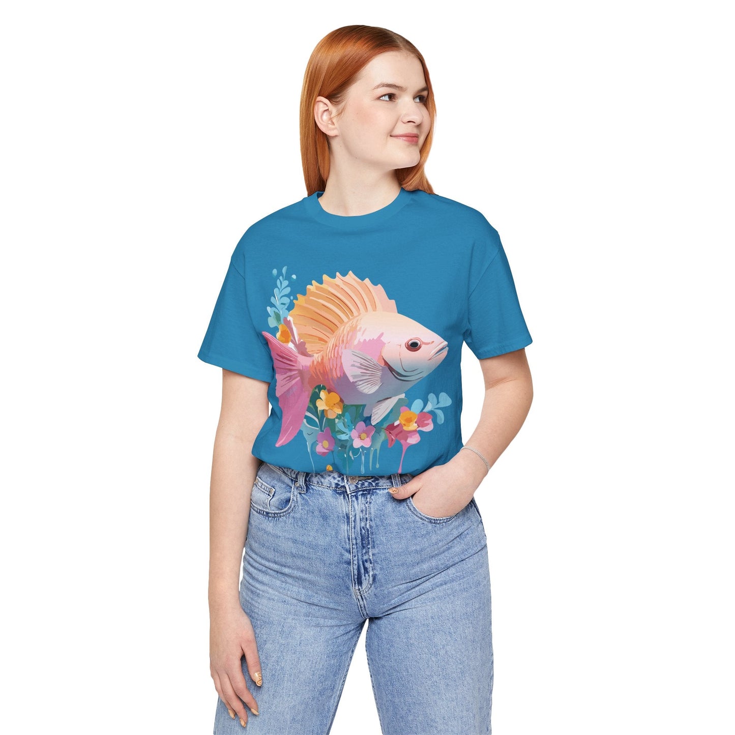 Adelpha Fish Graphic Tee Unisex Short Sleeve Shirt Vintage Inspired Art Design Collection