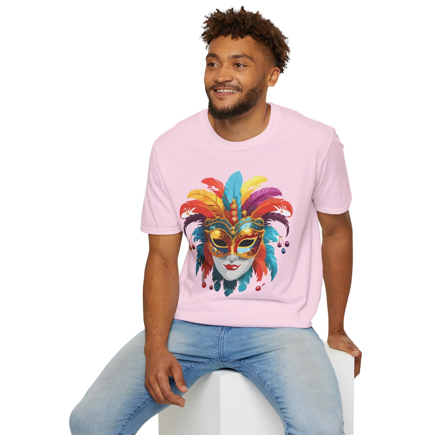 Mask Tee Shirt Unisex Masquerade Art Design Gildan Softstyle 64000 Short Sleeve Tee