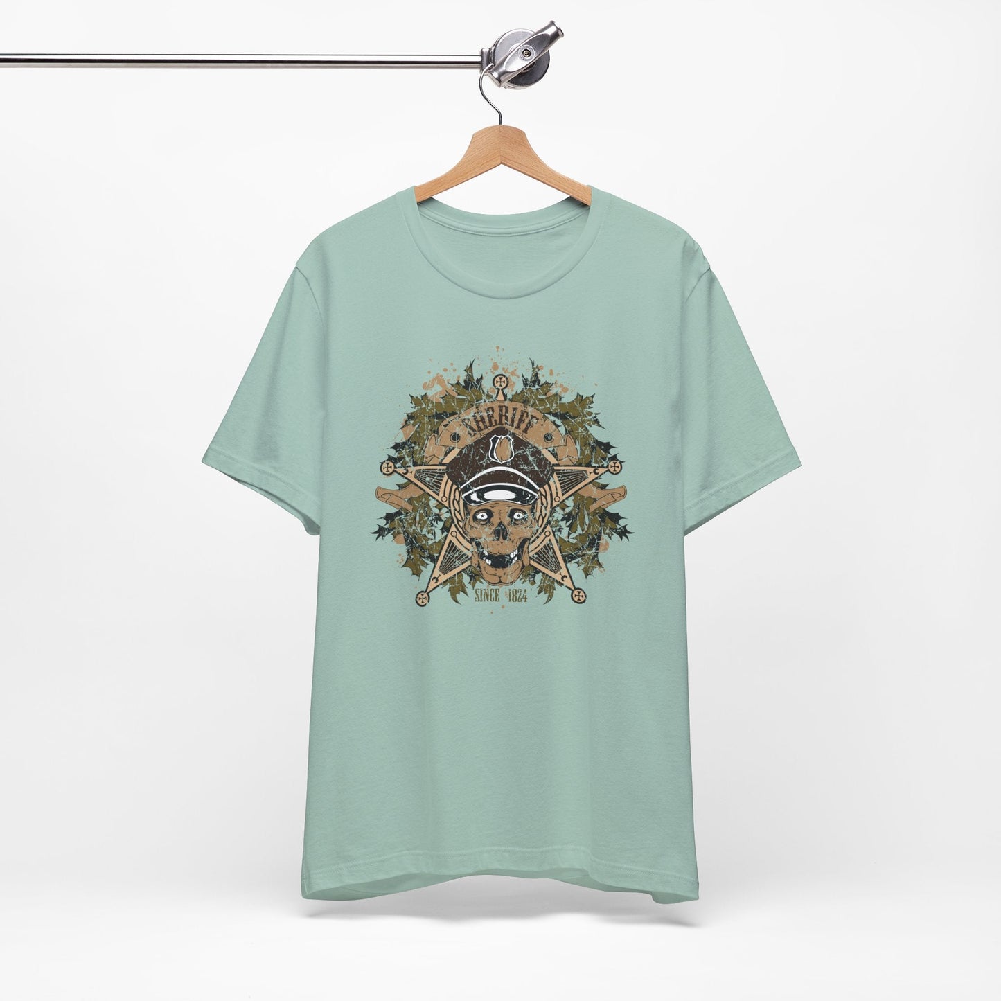 Skull Floral Emblem Graphic Unisex Cotton Tee Art-45