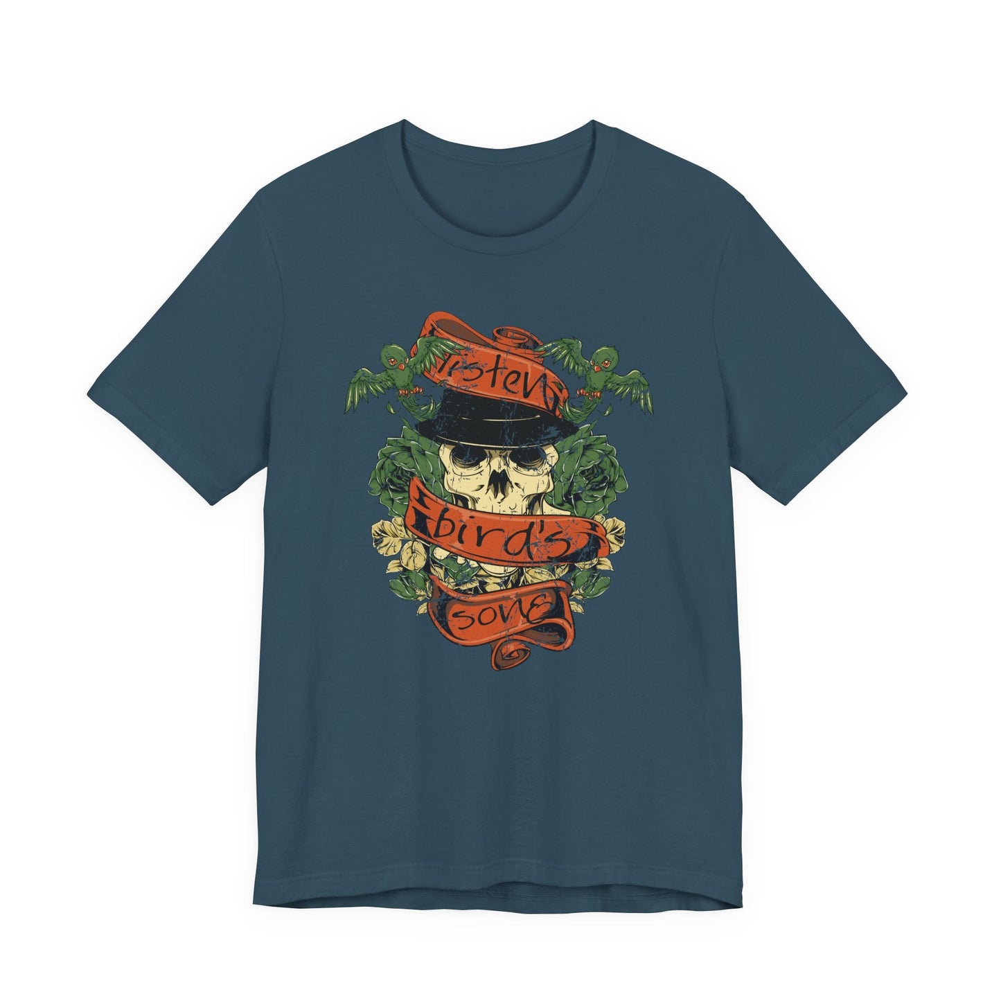Skull Floral Tattoo Style Graphic Design Unisex Cotton T-Shirt Art-38