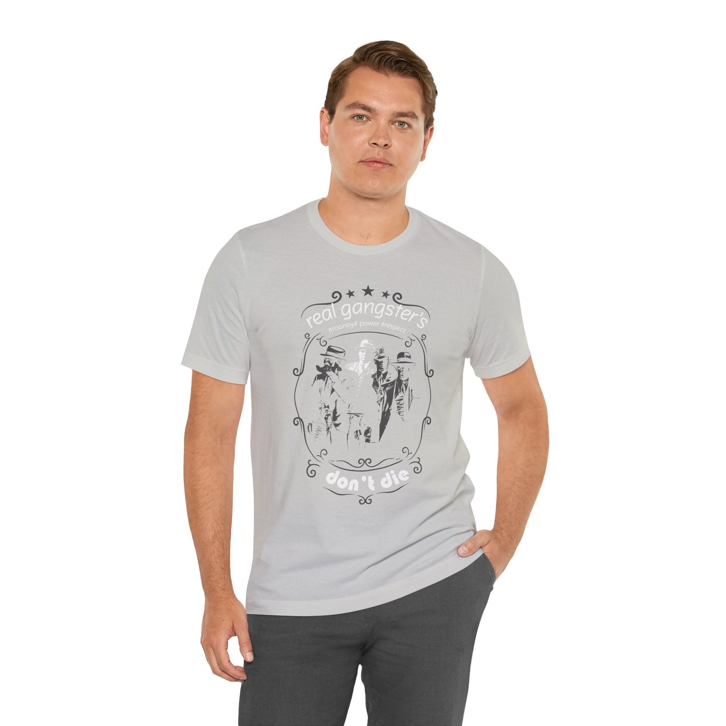 Real Gangsters Don't Die T-Shirt Vintage Outlaw Illustration Retro Biker Tee A-3