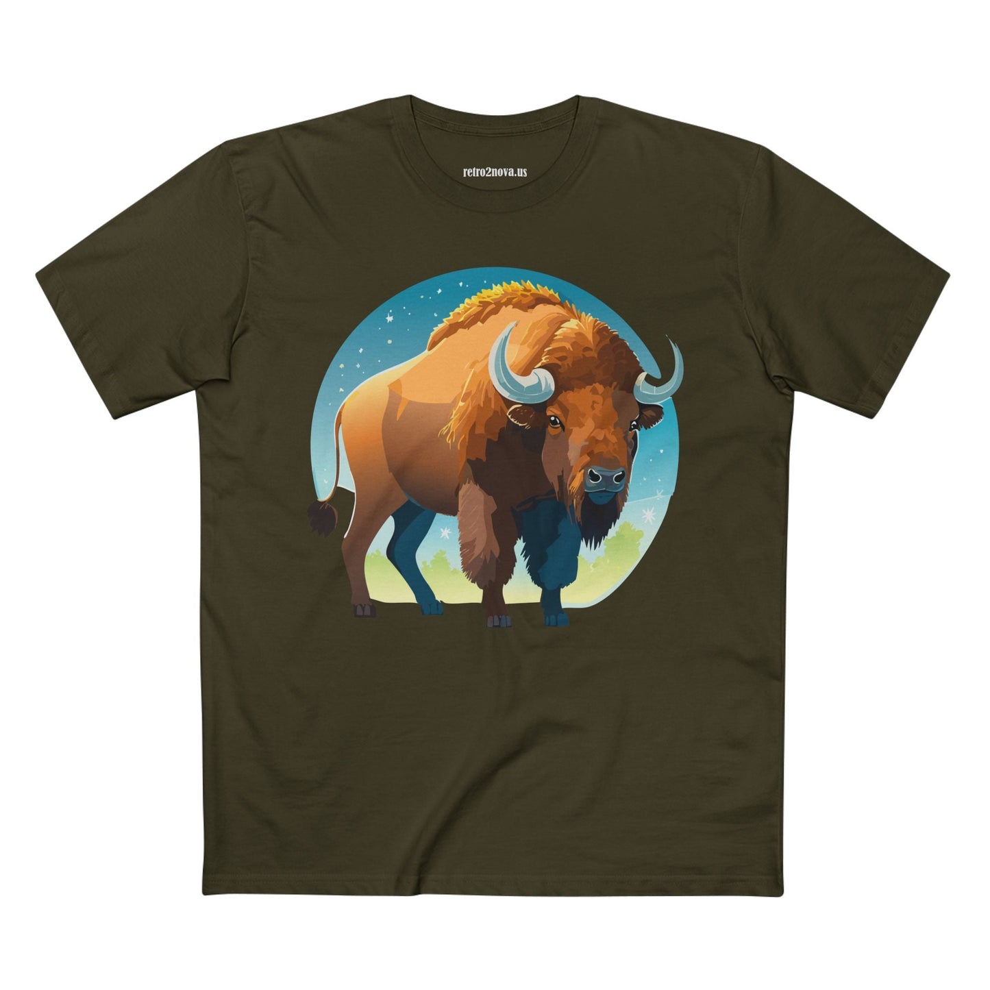 Unisex Premium Cotton Tee With Original Bison Art Design From Retro2Nova Art Collection Soft Breathable Everyday Comfort