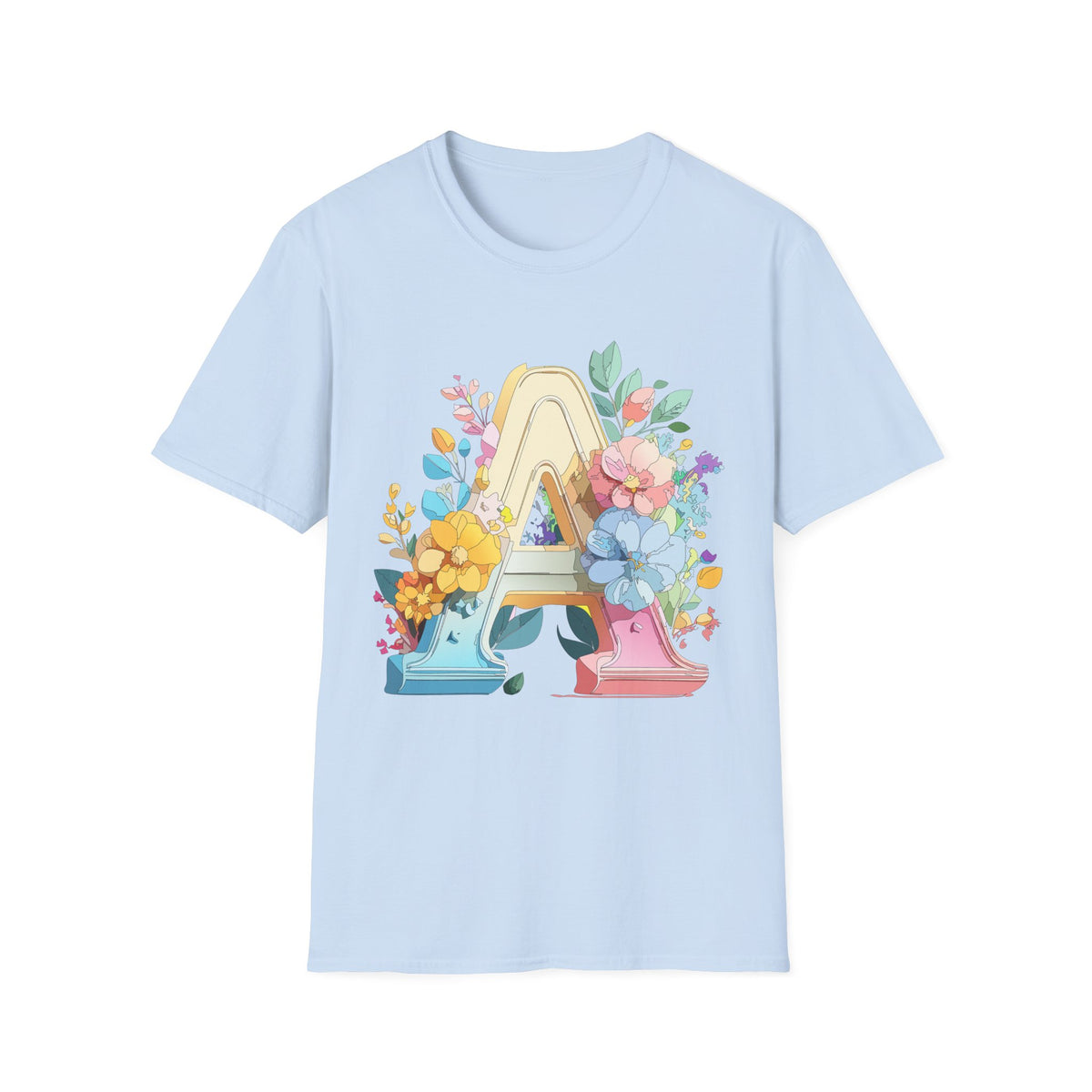 Floral Letter A Monogram T-Shirt | Botanical Initial Tee