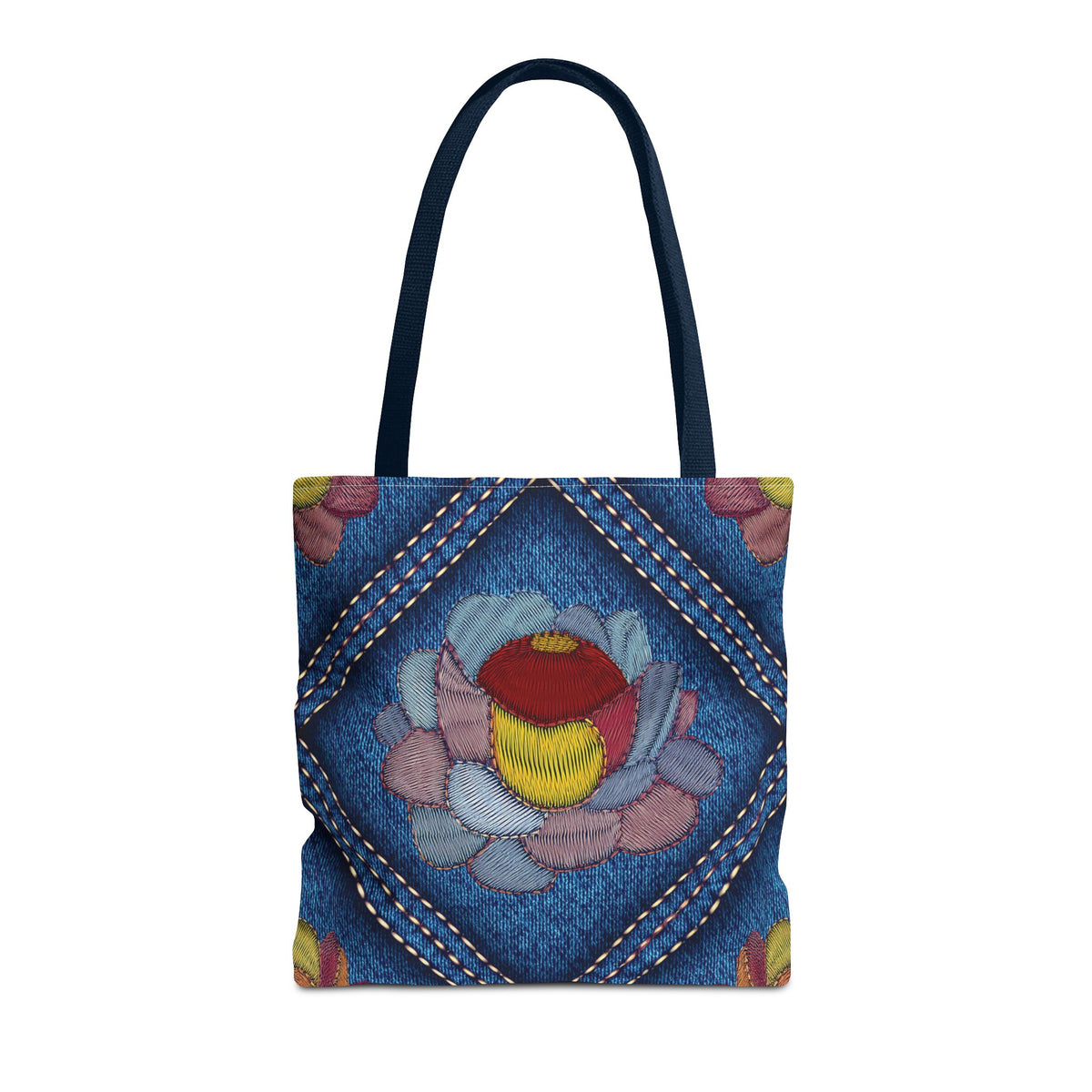 Denim Fabric Imitation Print Unisex Canvas Bag Poly Spun 3 Sizes Tote Bag 159-12