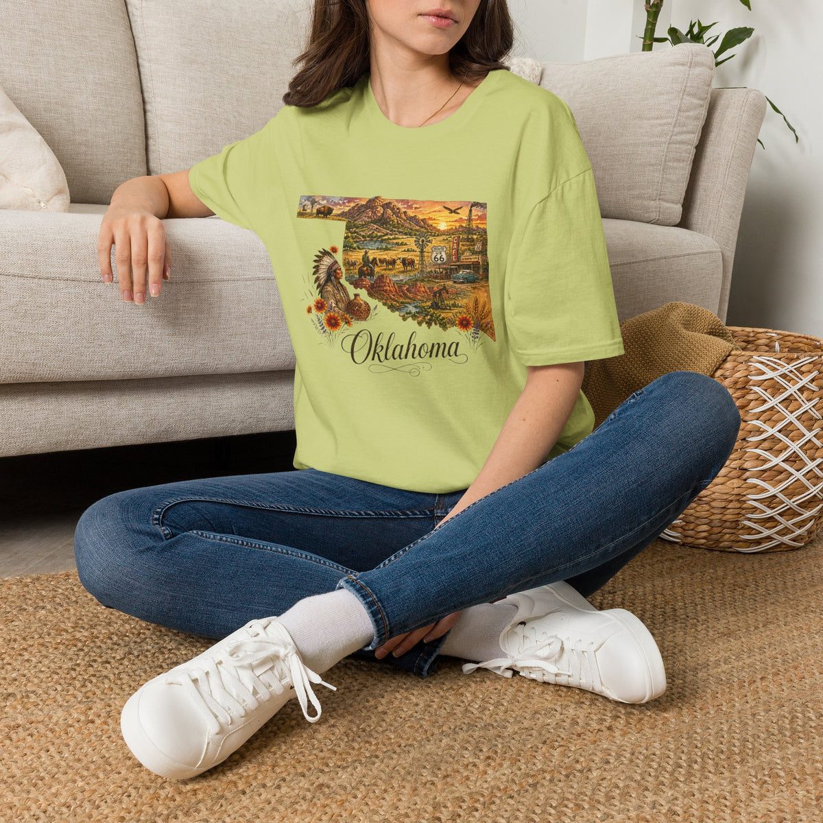Oklahoma State Travel Tourist Graphic Design Unisex 100 Cotton Gildan T-Shirt