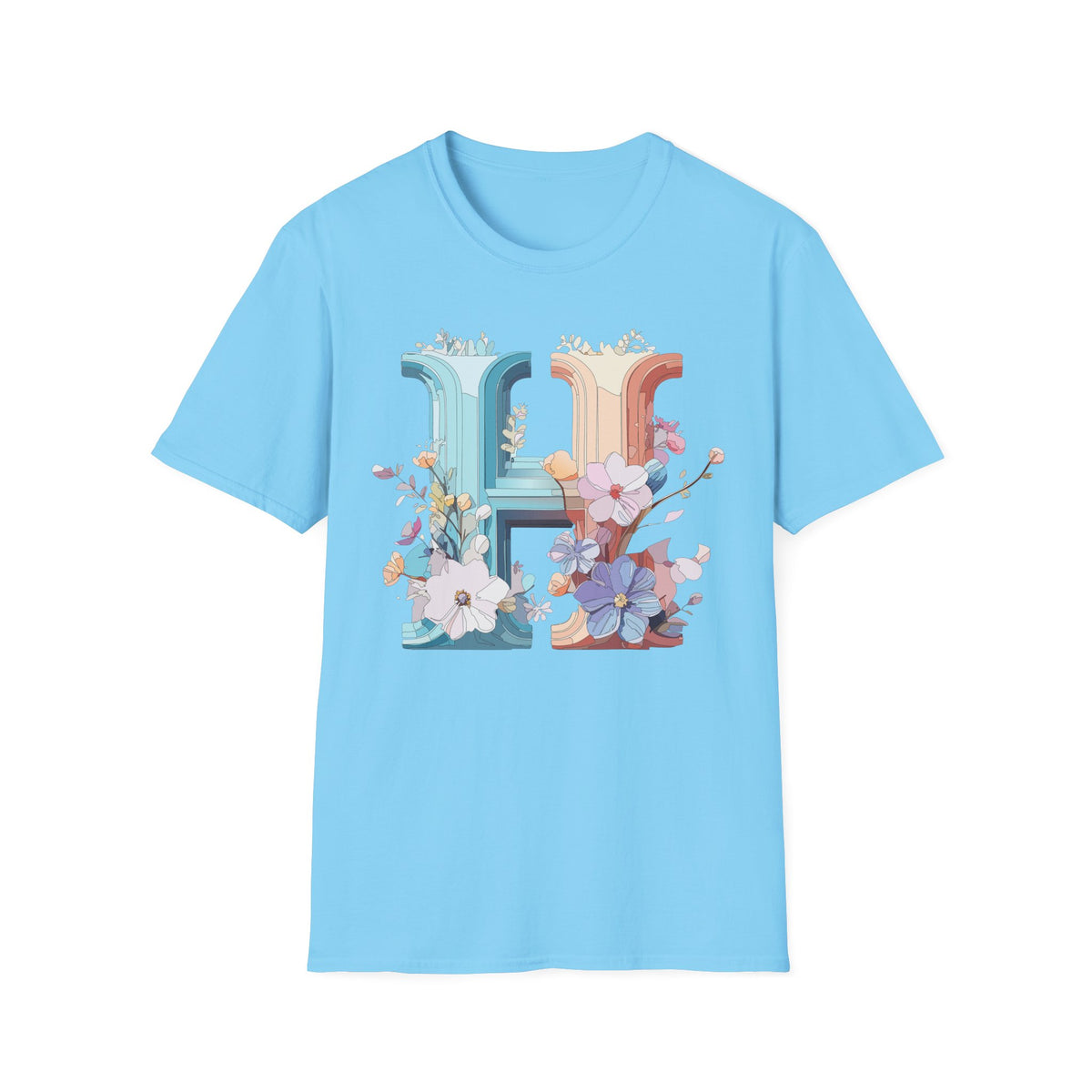 Floral Letter H T-Shirt | Botanical Monogram Tee