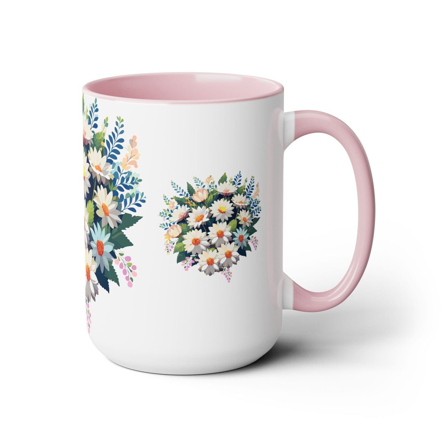 Taza de café de dos tonos con flores