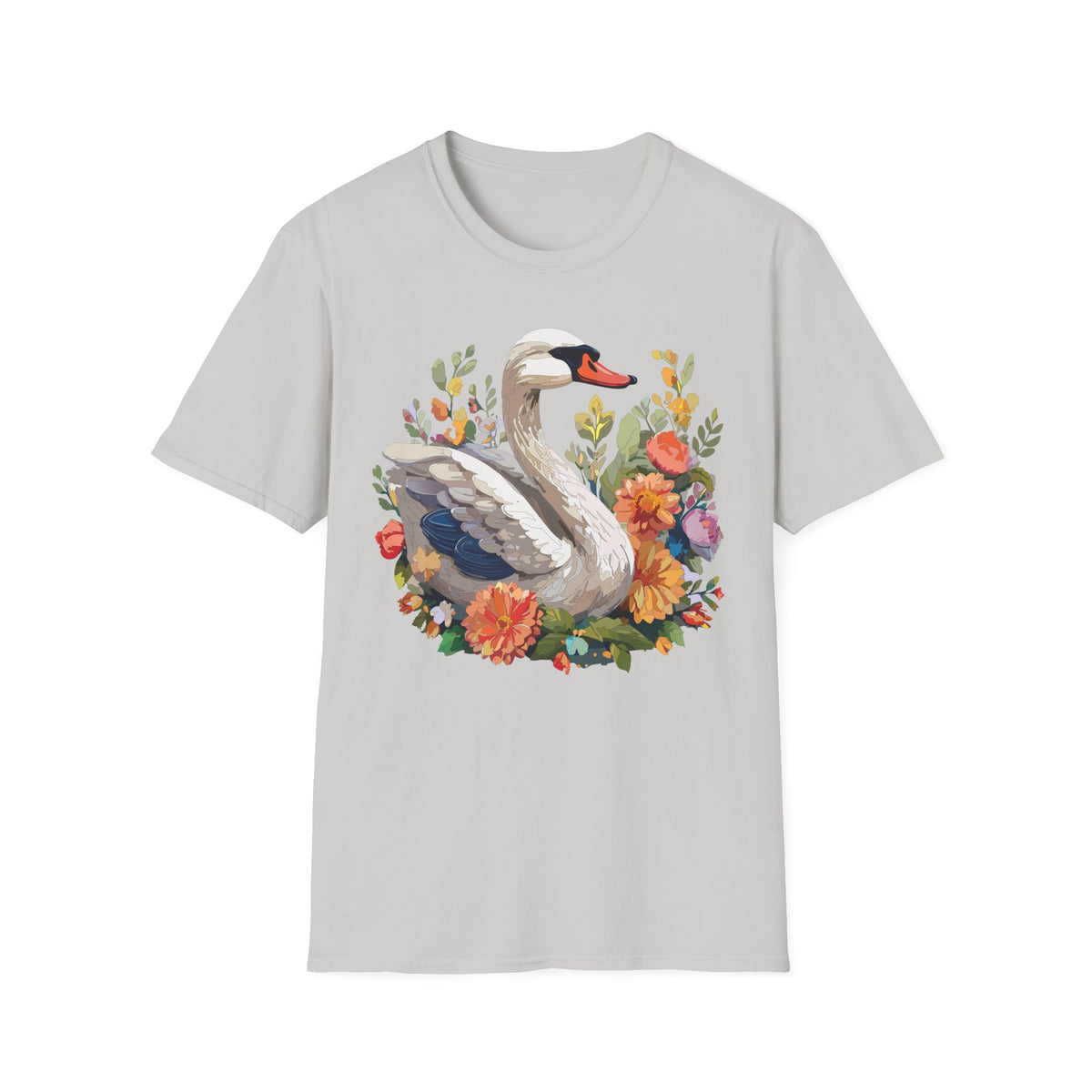 Swan Floral Illustration T-Shirt | Swans, Flowers, Botanical Art