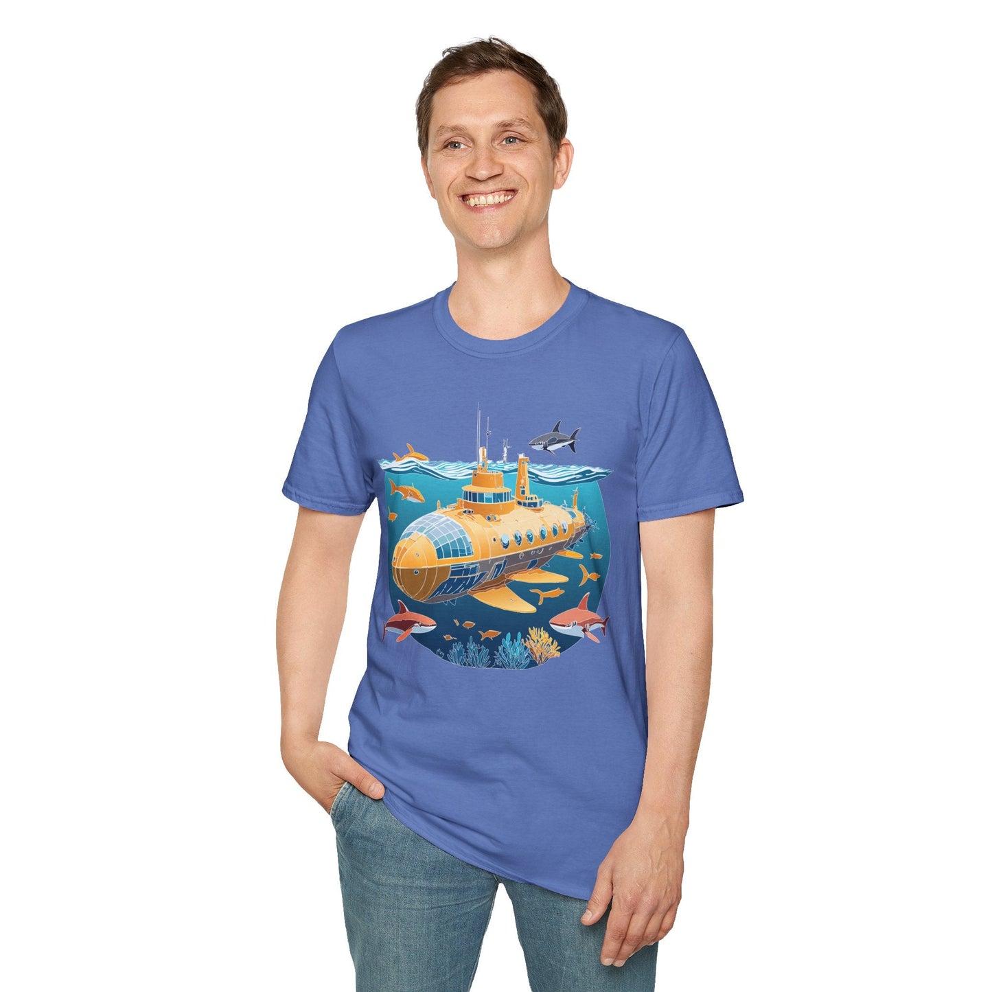 Ocean Themed Unisex Softstyle T Shirt 100 Percent Ring Spun Cotton U Boat Design Tee Everyday