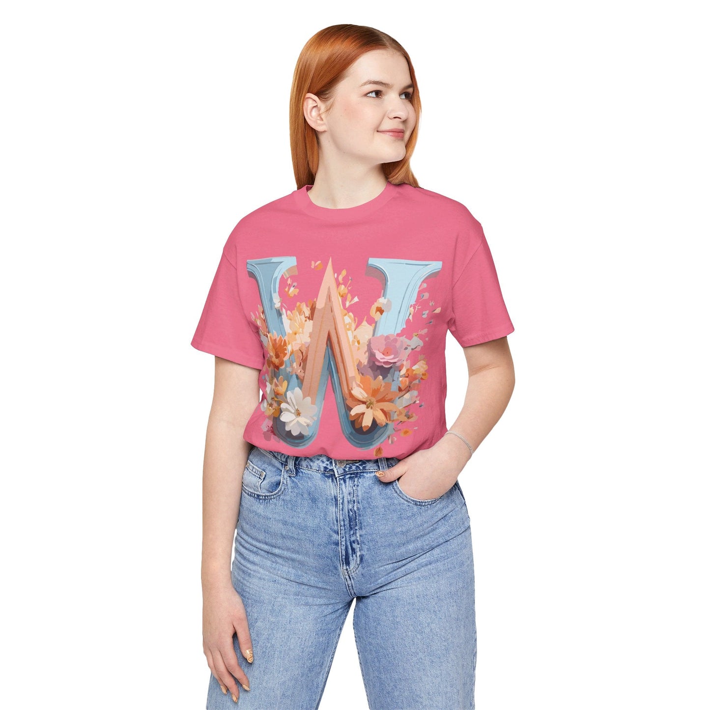 Letter W Shirt Unisex Graphic Tee Vintage Inspired Adelpha Art Design Short Sleeve
