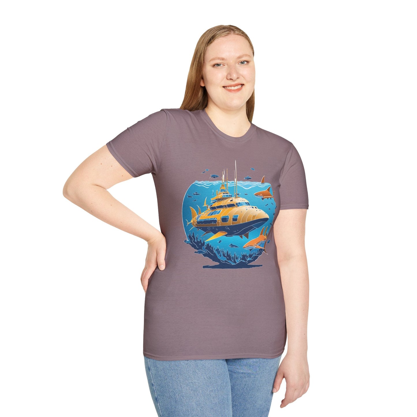 Ocean T Shirt Unisex Gildan Softstyle 64000 100 Percent Cotton Ring Spun U Boat Design Graphic