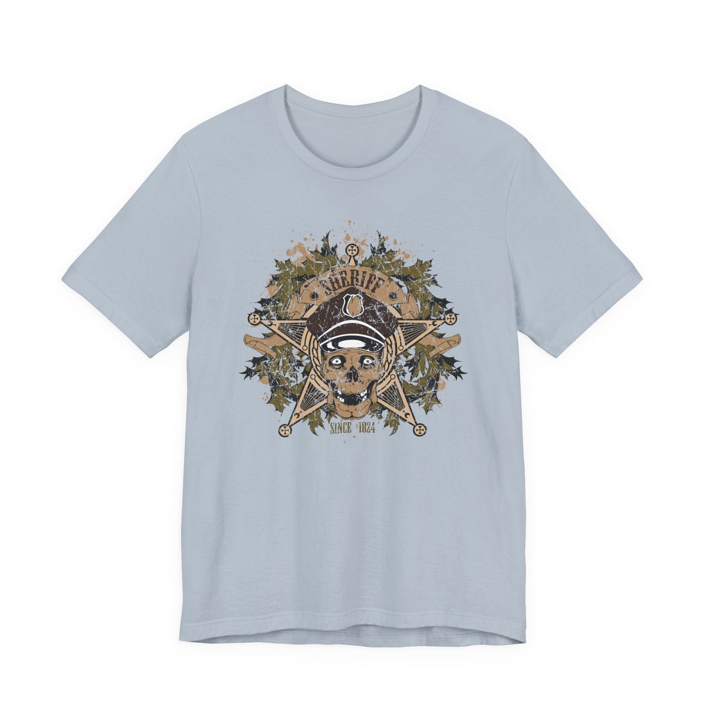Skull Floral Emblem Graphic Unisex Cotton Tee Art-45