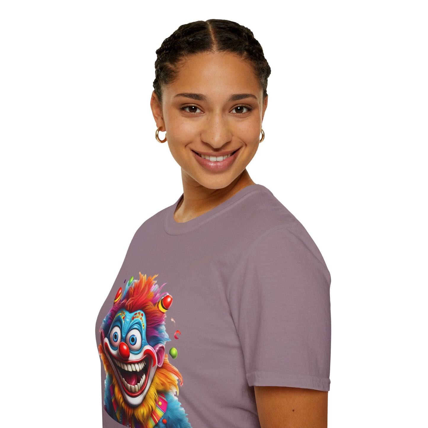 Clown Themed Unisex T Shirt Funny Man Circus Scary Man Tee Gildan Softstyle 64000 Cotton