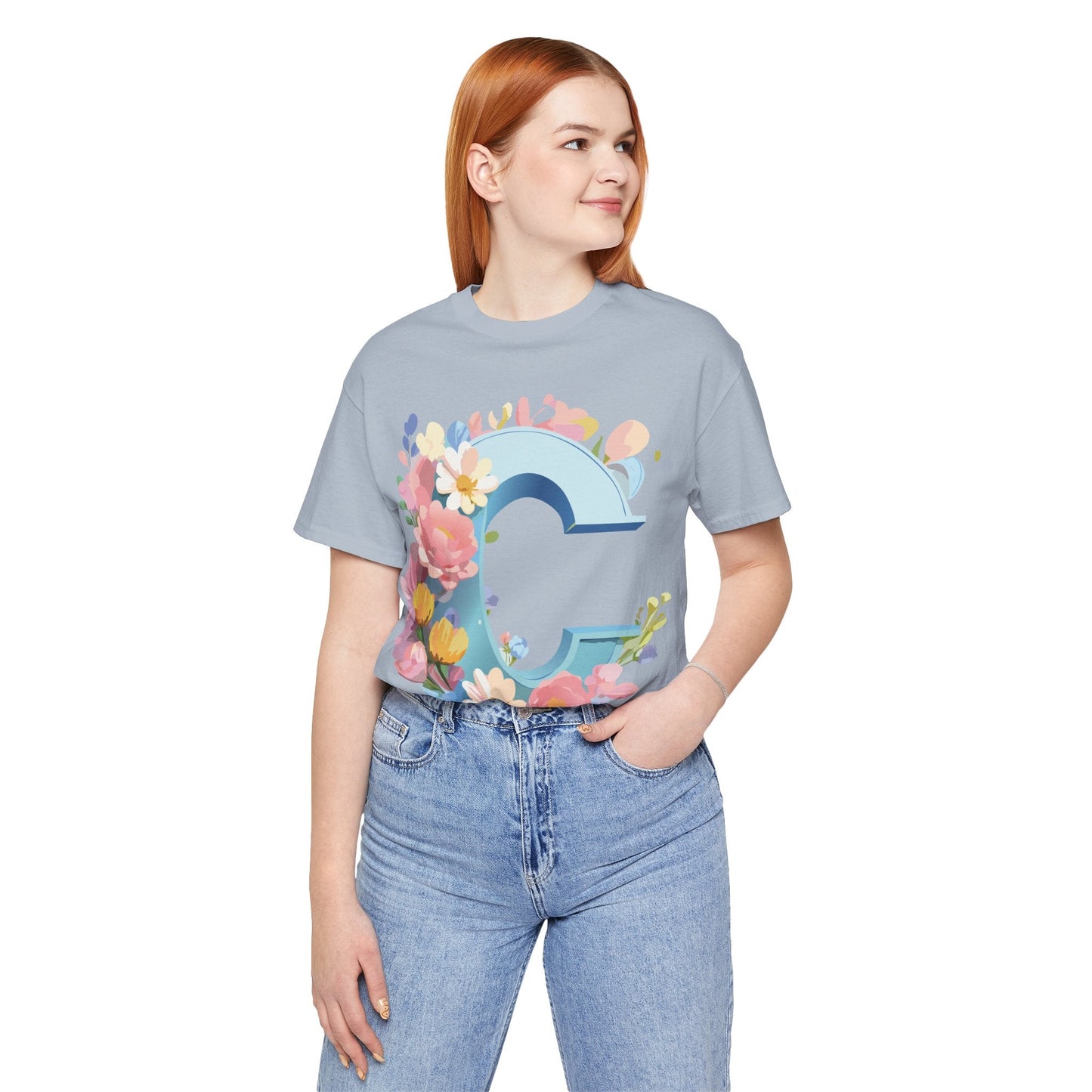 Letter C Shirt Graphic Tee Unisex Short Sleeve Vintage Art Adelpha Premium Quality