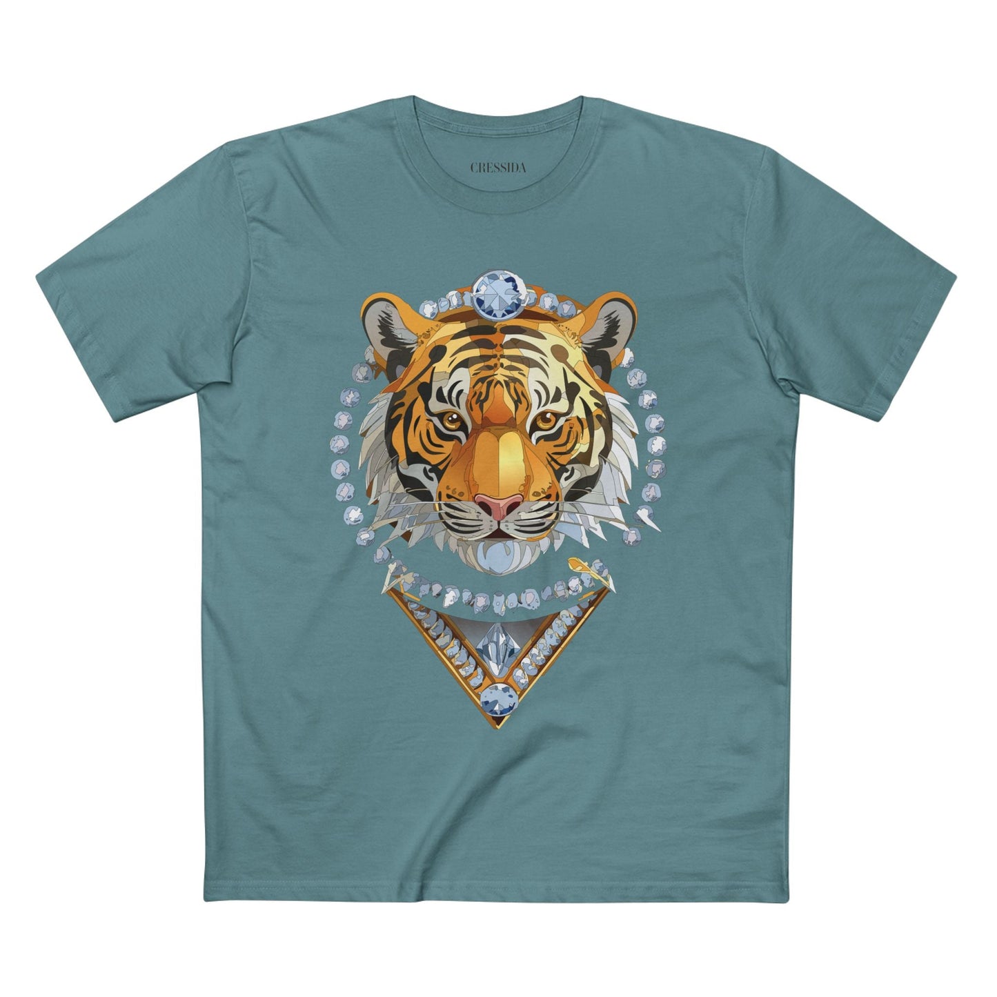 Tiger Graphic Unisex 100 Cotton Tee With Unique Animal Golden Medallion Art Design 5