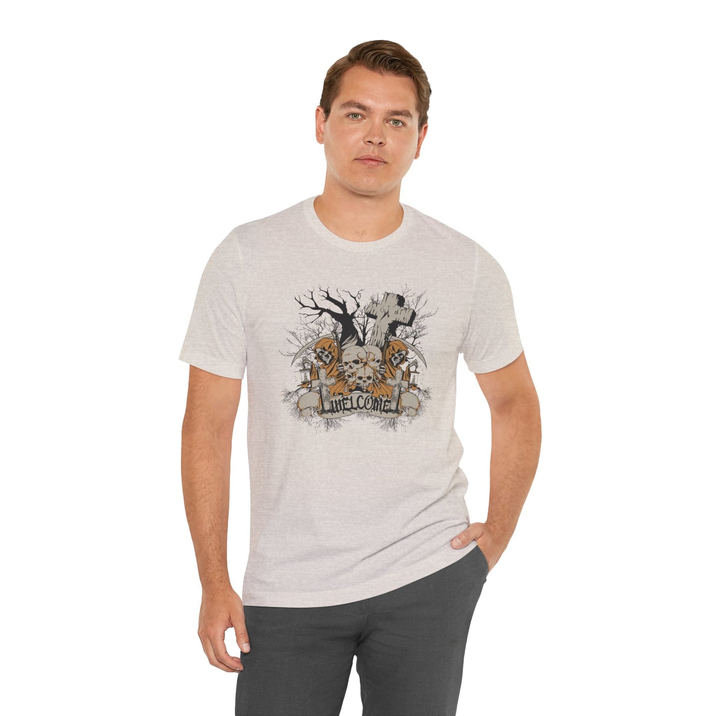 Skull Halloween Graphic Design Unisex Cotton T-Shirt Art-50