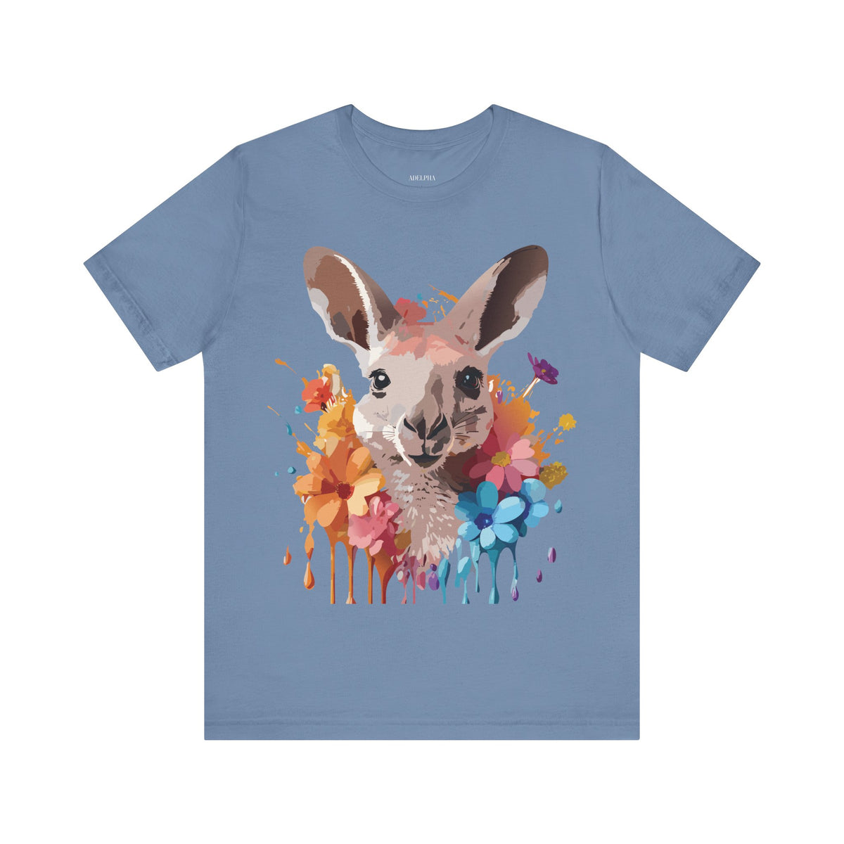 Kangaroo Graphic Unisex Cotton Bella+Canvas Tee with Art Animal Design e36