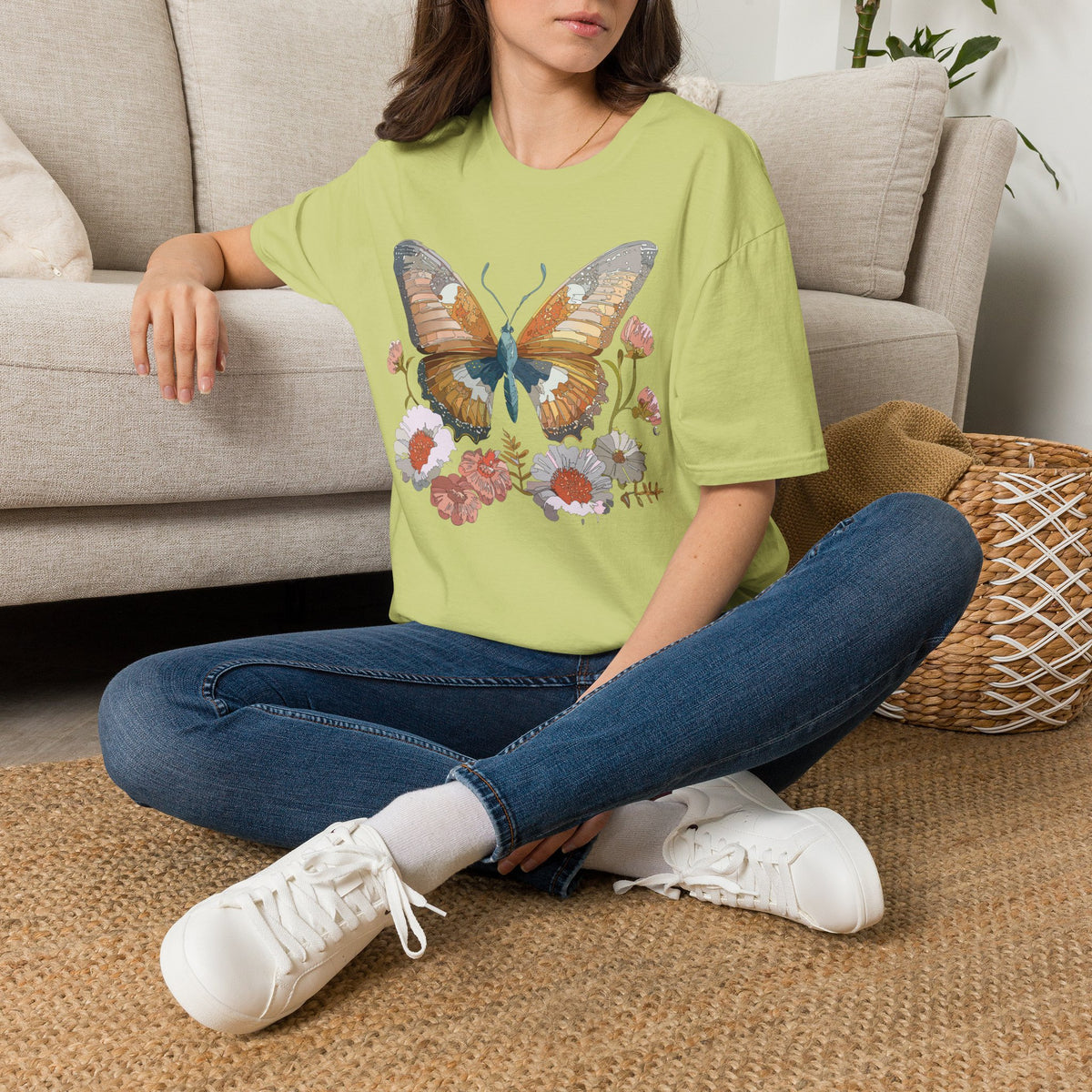 Butterfly Floral Watercolor Wings Graphic Design Unisex 100 Cotton Gildan T-Shirt