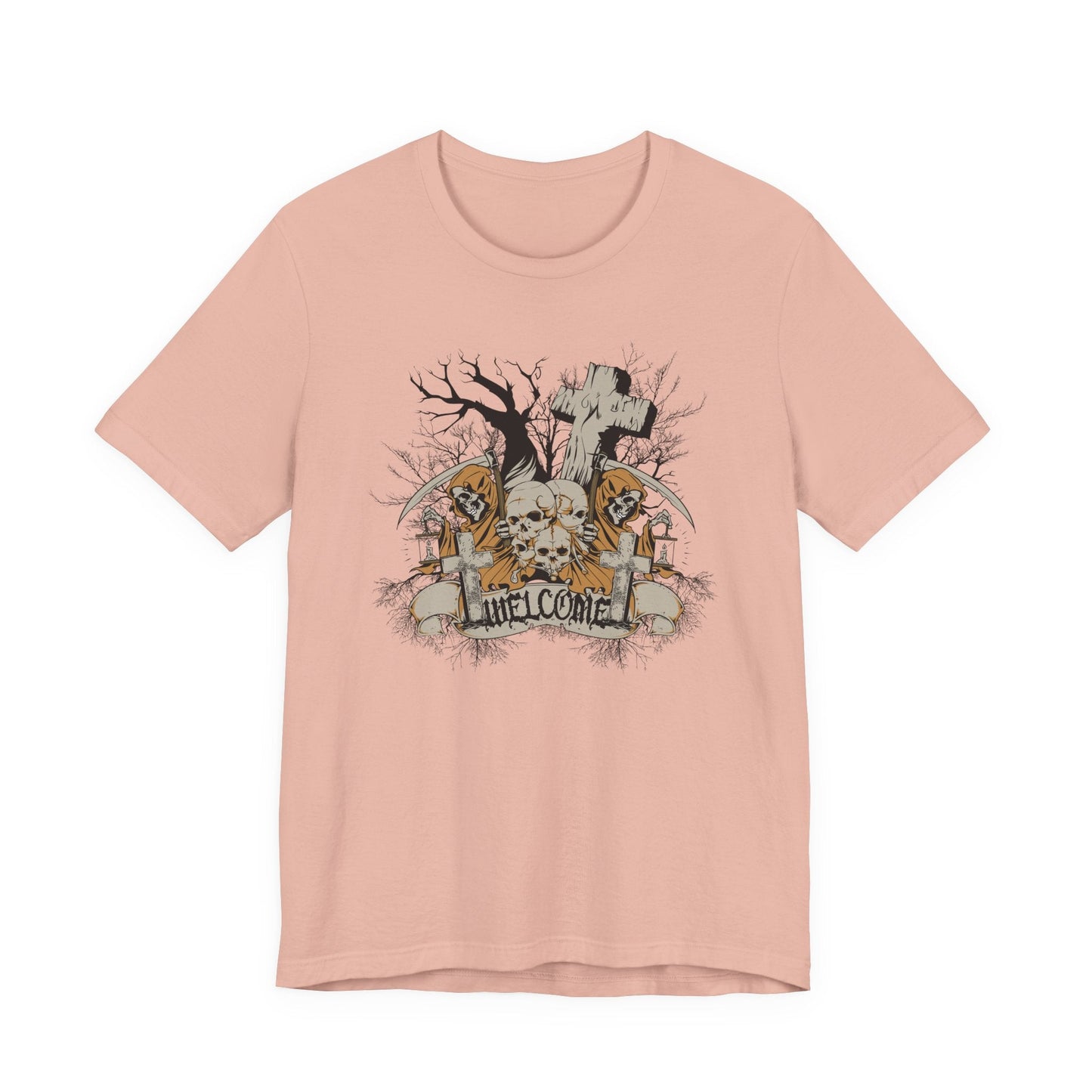 Skull Halloween Graphic Design Unisex Cotton T-Shirt Art-50