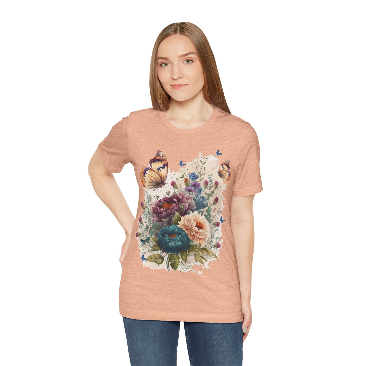 Cotton Tee Shirt with Butterfly Prints