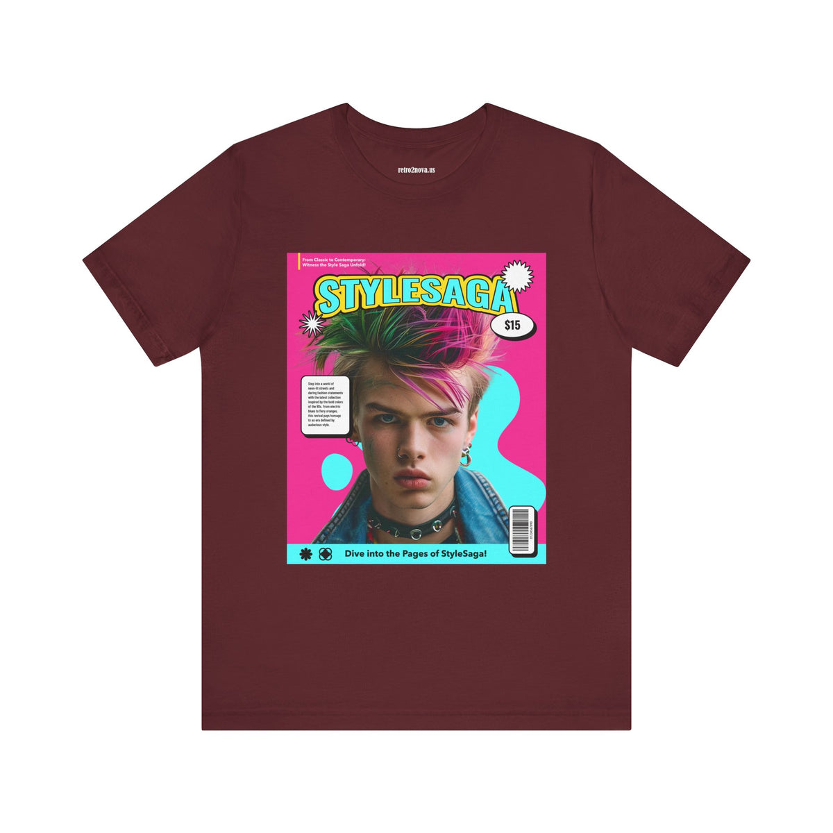 Magazine Cover Graphic Unisex Cotton Bella+Canvas Tee with Retro Poster ab29