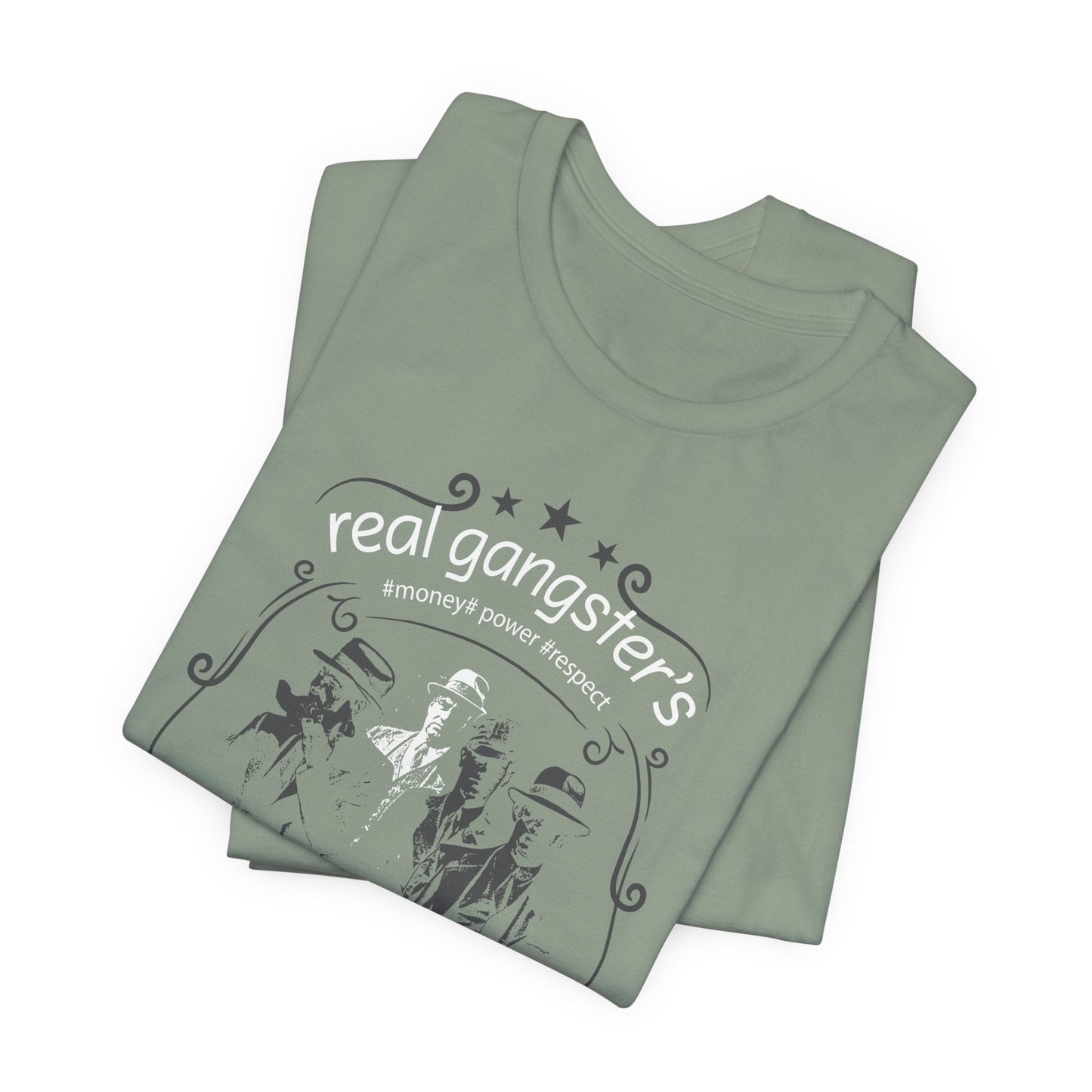 Real Gangsters Don't Die T-Shirt Vintage Outlaw Illustration Retro Biker Tee A-3