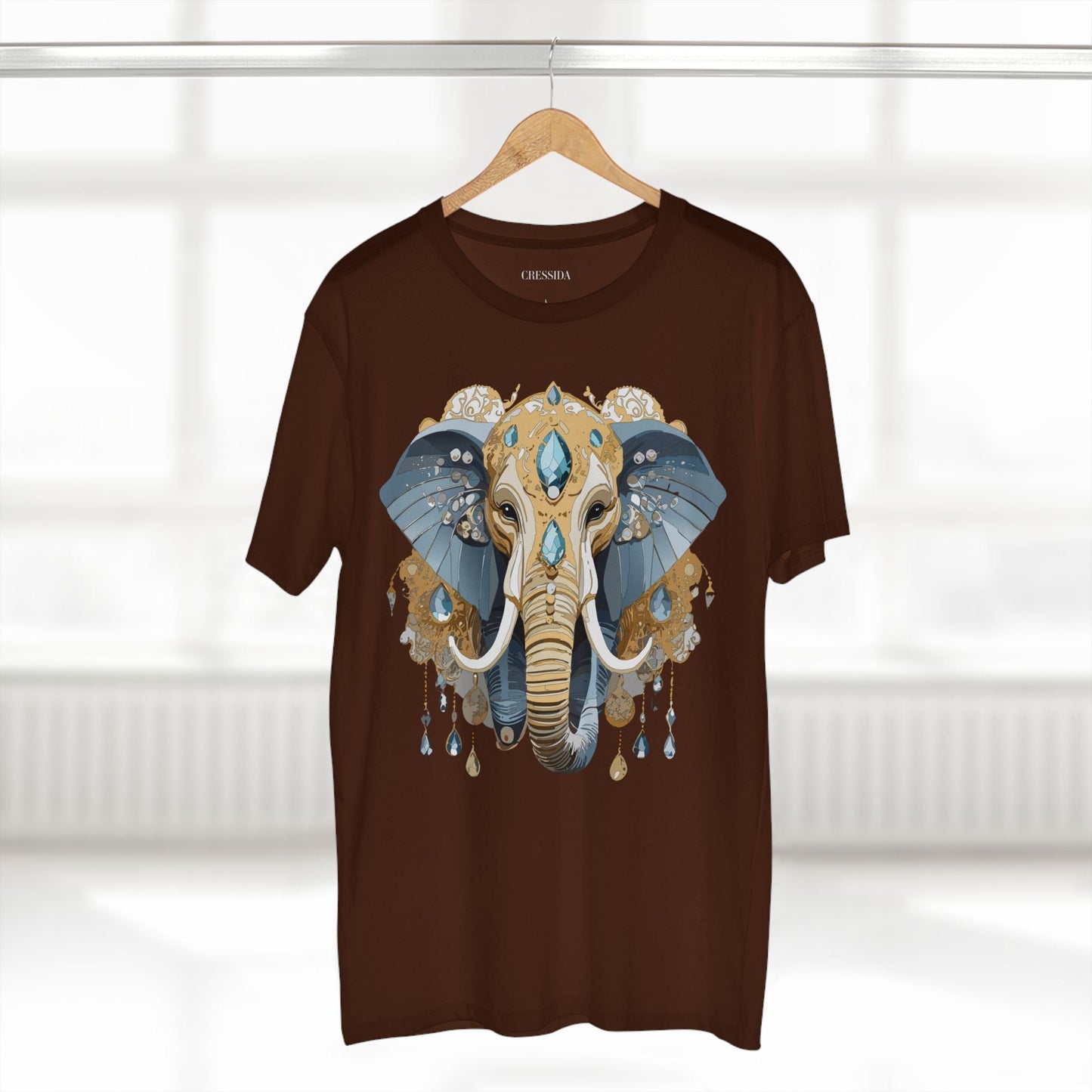 Elephant Graphic Unisex 100 Cotton Tee With Unique Animal Golden Medallion Art Design 35