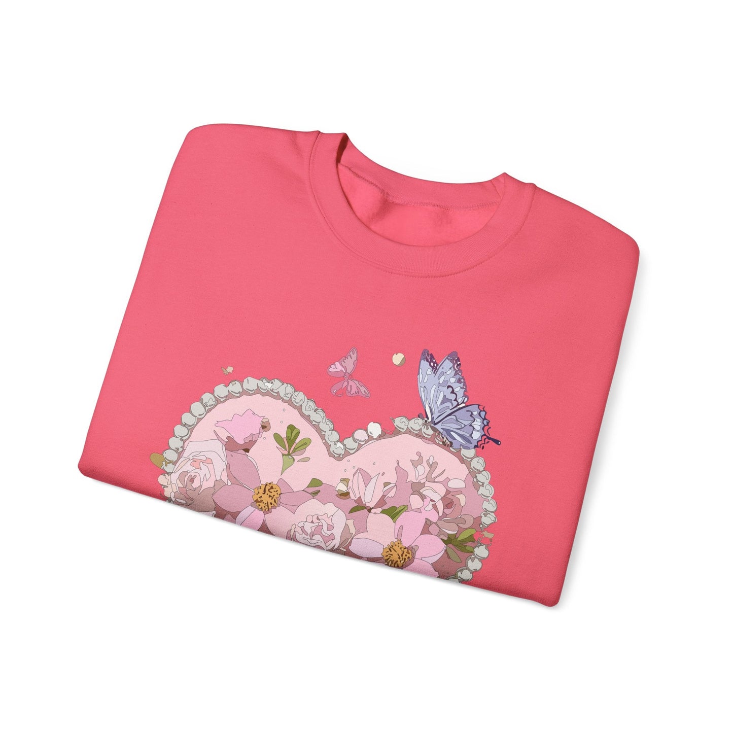 Floral Heart Sweatshirt for Unisex Valentines Day Crewneck Heart Floral Print Gift