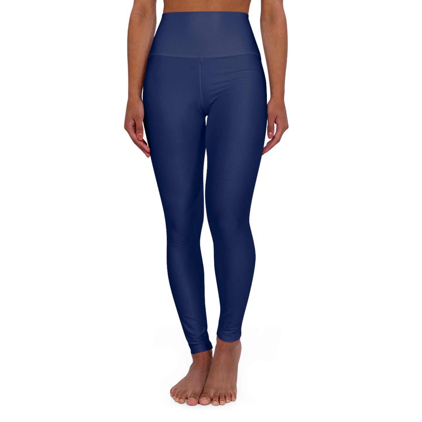 High-Waisted Deep Navy Yoga Leggings Stretchy Women's Seamless Navy Blue Poly-Span Activewear