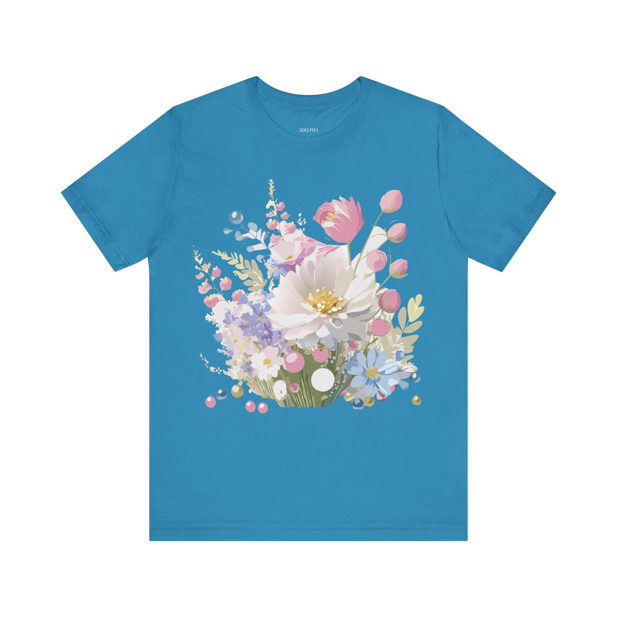 Floral Graphic Unisex Cotton Bella+Canvas Tee with Flowers Art Design n121