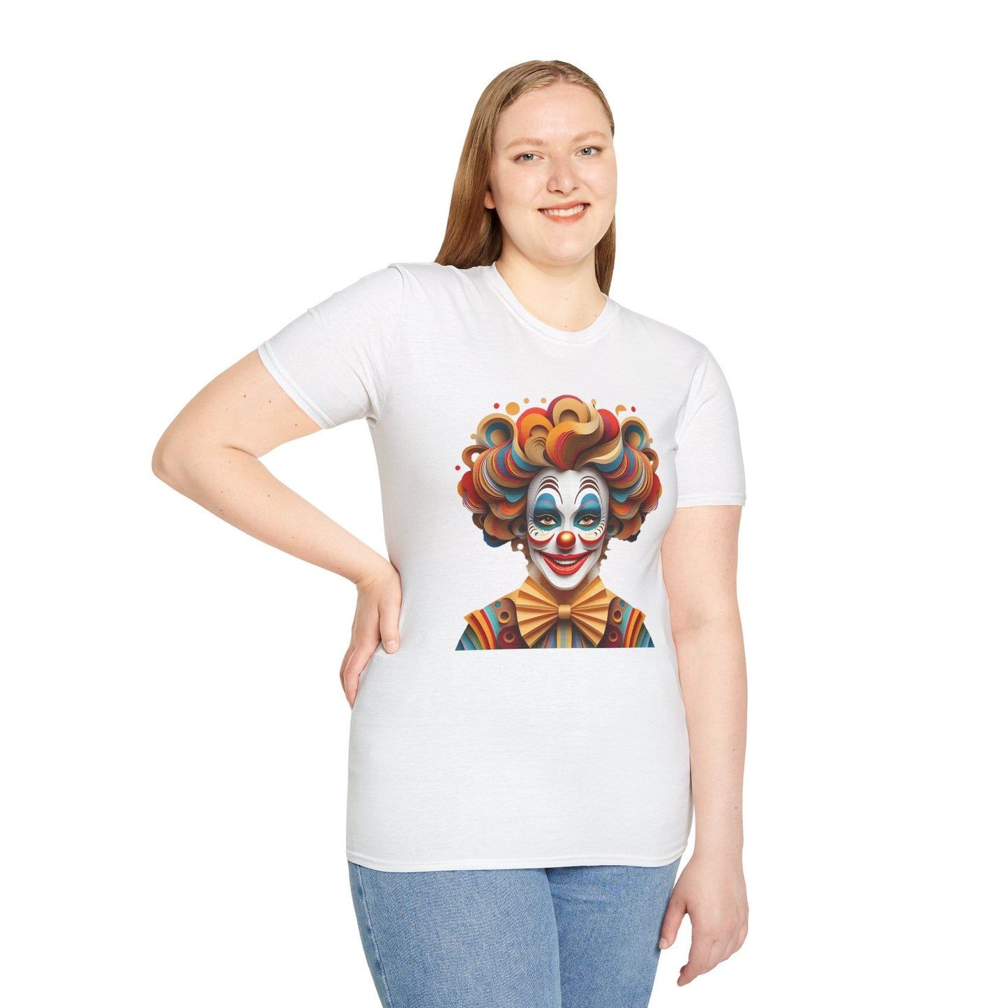Unisex Clown Shirt Funny Man Circus Tee Short Sleeve Gildan Softstyle 64000 Cotton