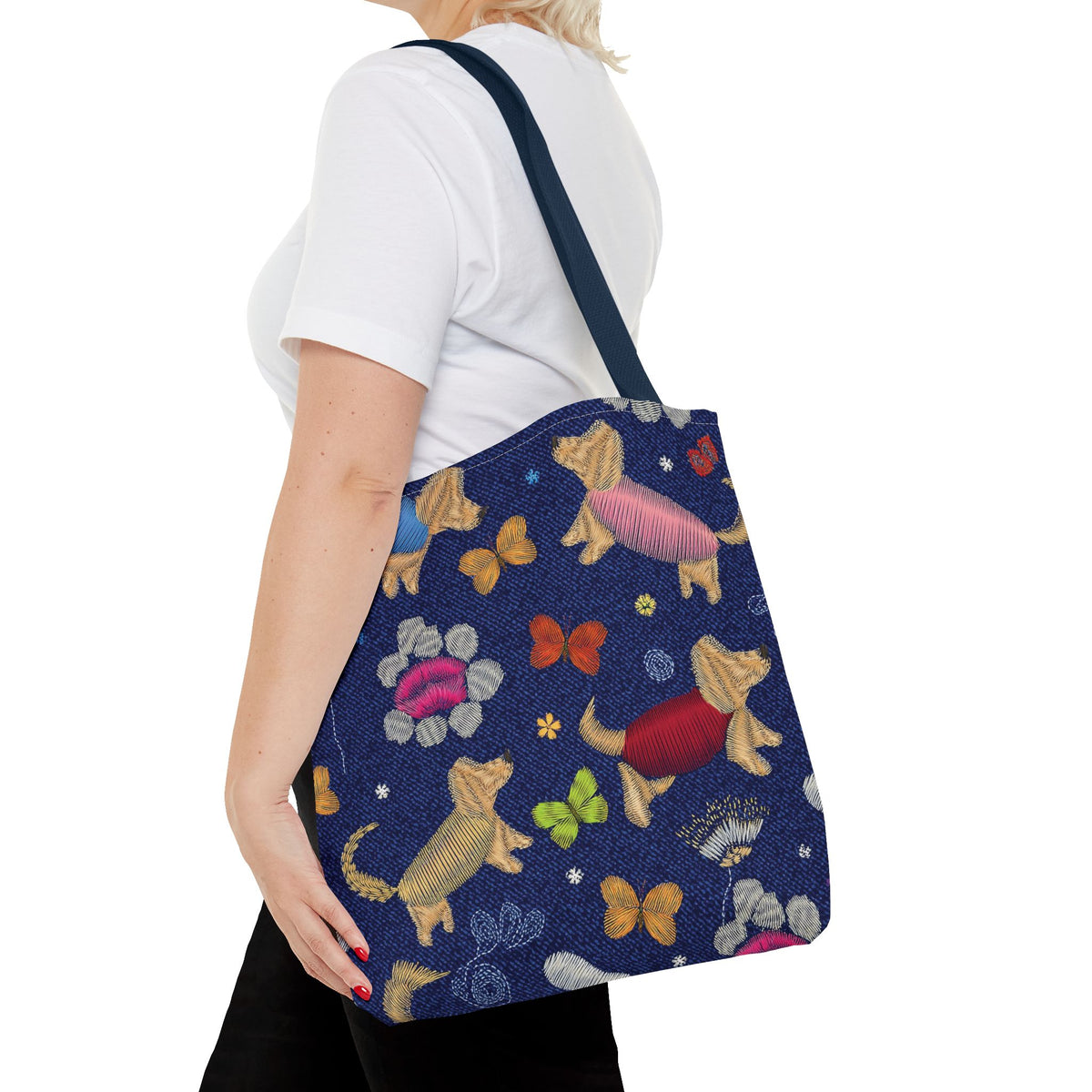Denim Fabric Imitation Print Unisex Canvas Bag Poly Spun 3 Sizes Tote Bag 191-4