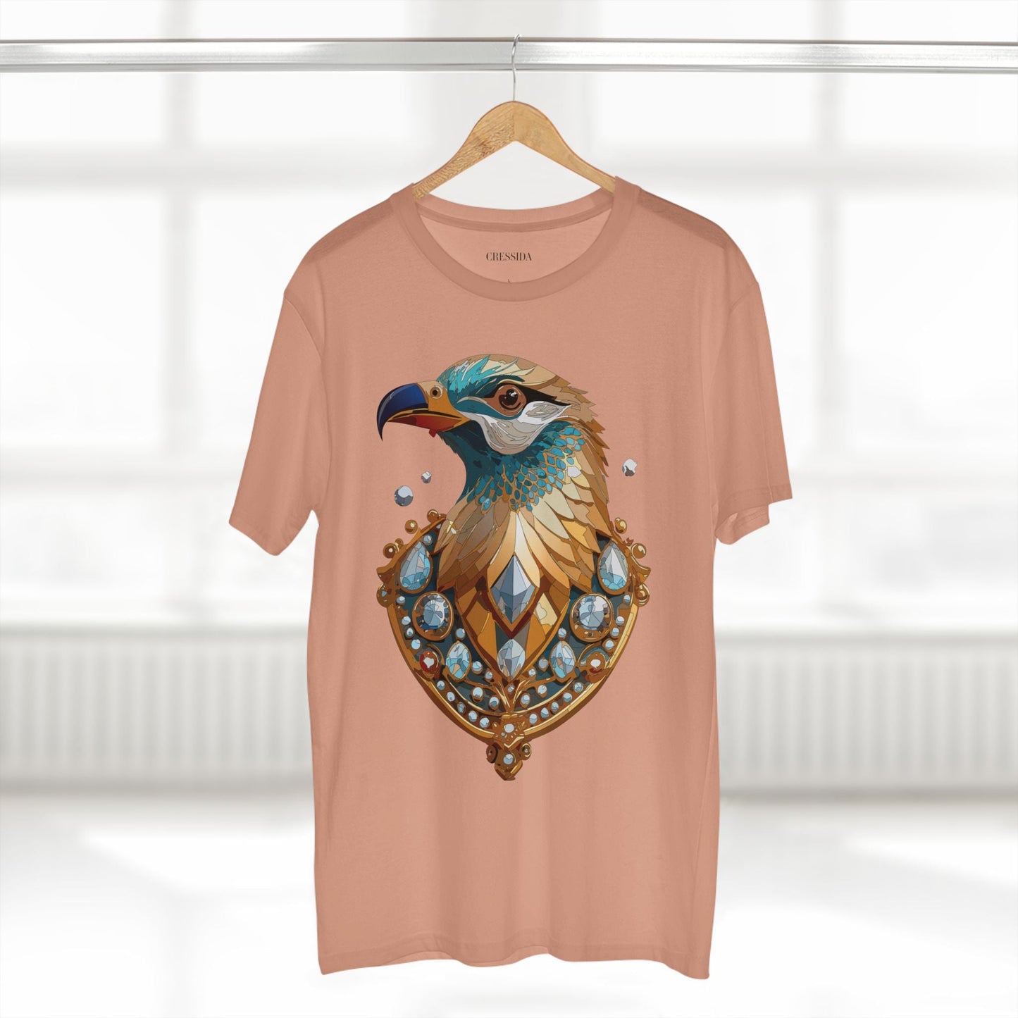 Bird Graphic Unisex 100 Cotton Tee With Unique Animal Golden Medallion Art Design 21