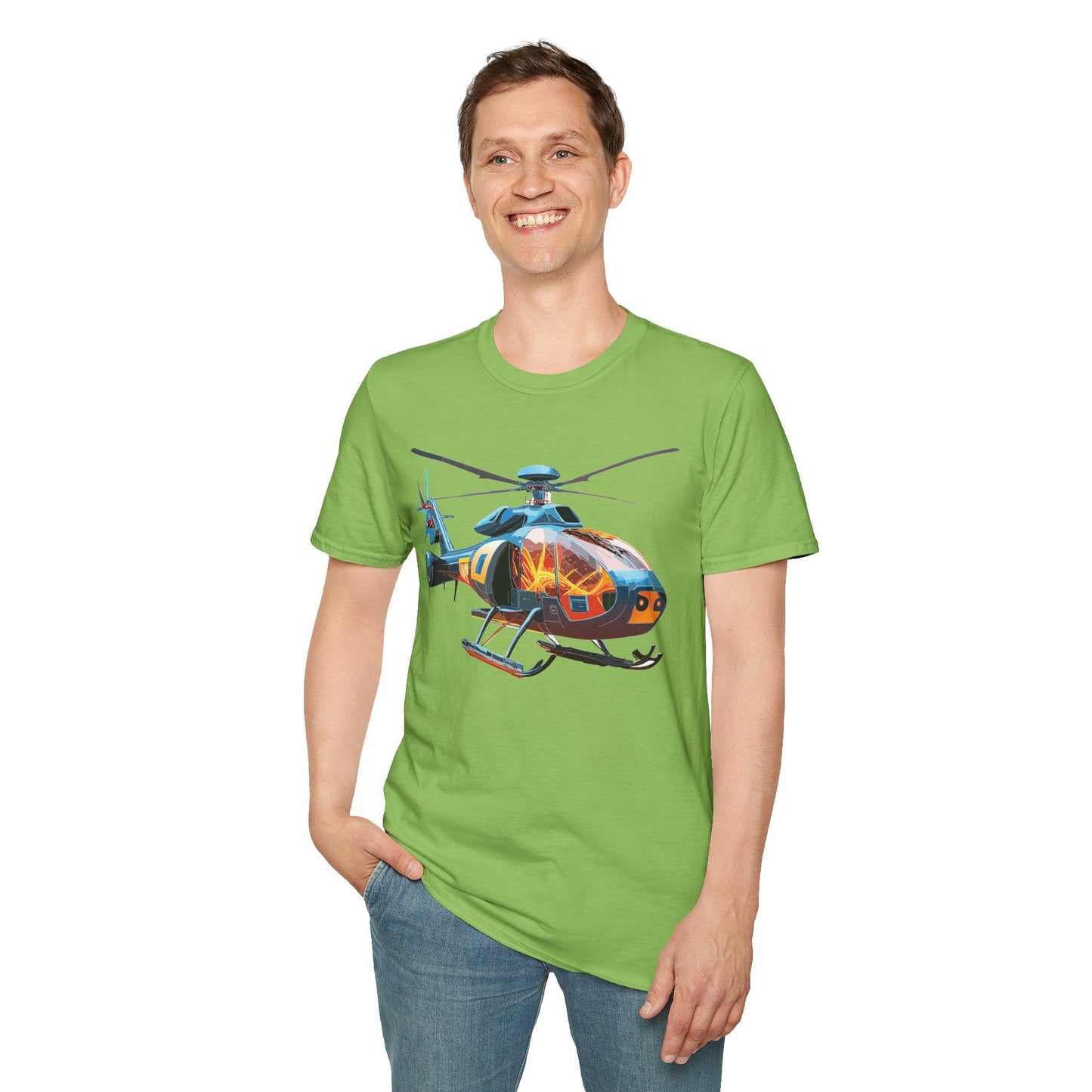Helicopter Chopper Shirt Unisex Gildan Softstyle 64000 Short Sleeve Tee For Everyday Wear