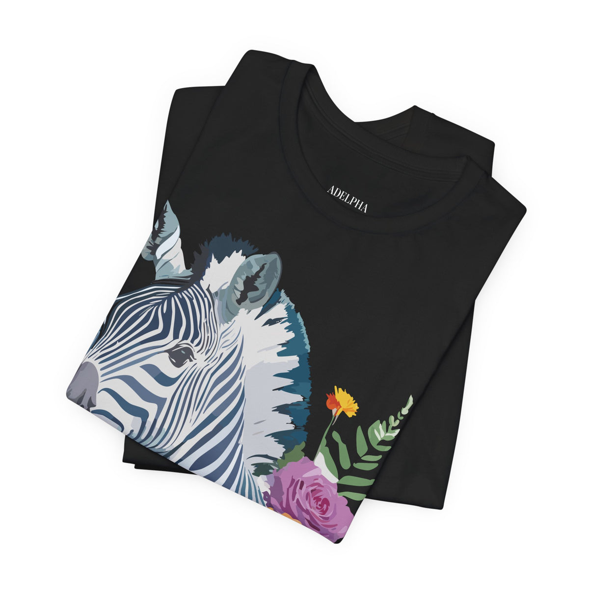 Zebra Graphic Unisex Cotton Bella+Canvas Tee with Art Animal Design e73