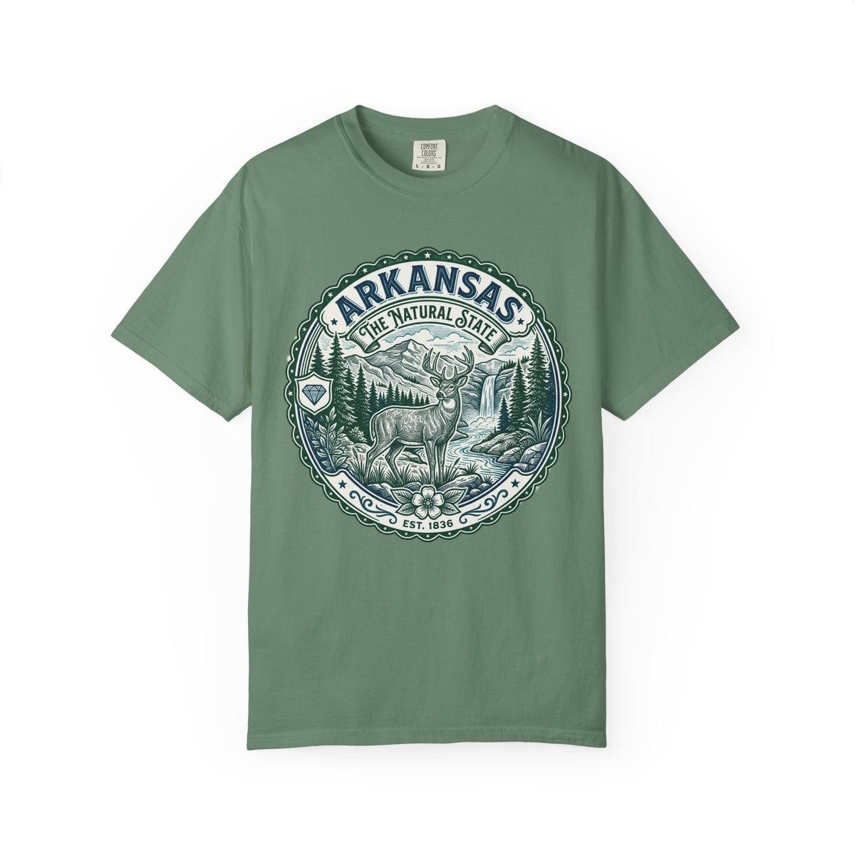 Arkansas Graphic Heavyweight Garment-Dyed Travel Tourist Graphic Gift Tee Unisex 100 Cotton Comfort Colors T-Shirt