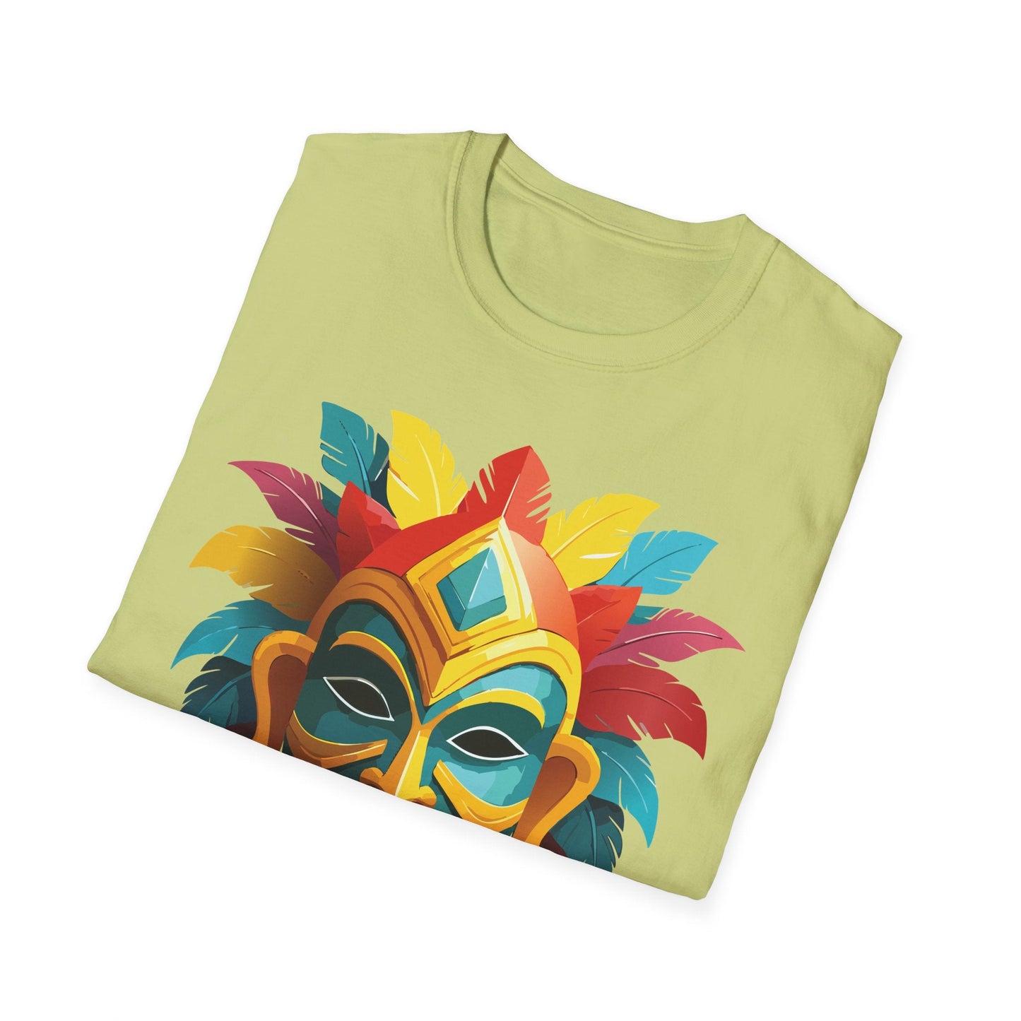 Unisex Mask Tee Shirt Gildan Softstyle 64000 Cotton Masquerade Design For Everyday Wear