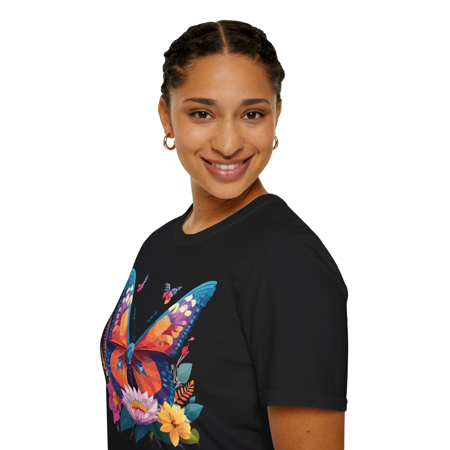 Butterfly Print Unisex T Shirt Softstyle 64000 Monarch Butterfly Themed Tee Ring Spun Cotton